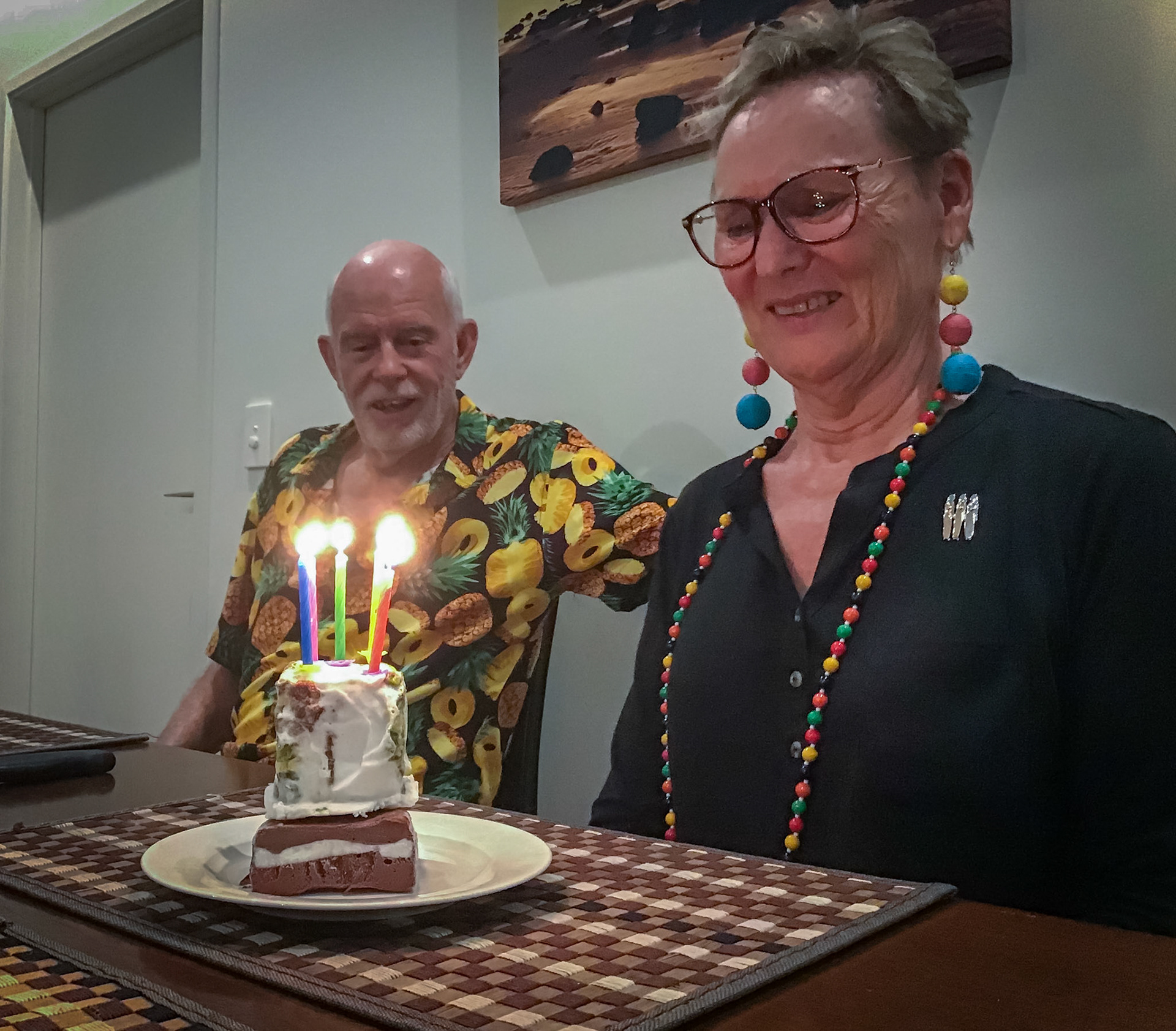 Birthday Cake; remains of the ice cream cake