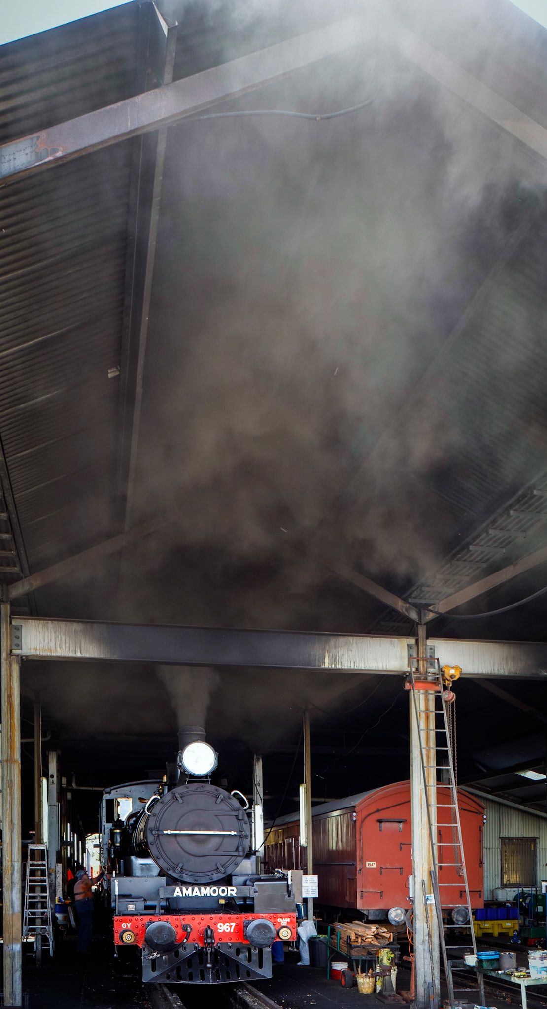 Mary Valley Rattler; locomotives shed, maintenance and restorations workshop.