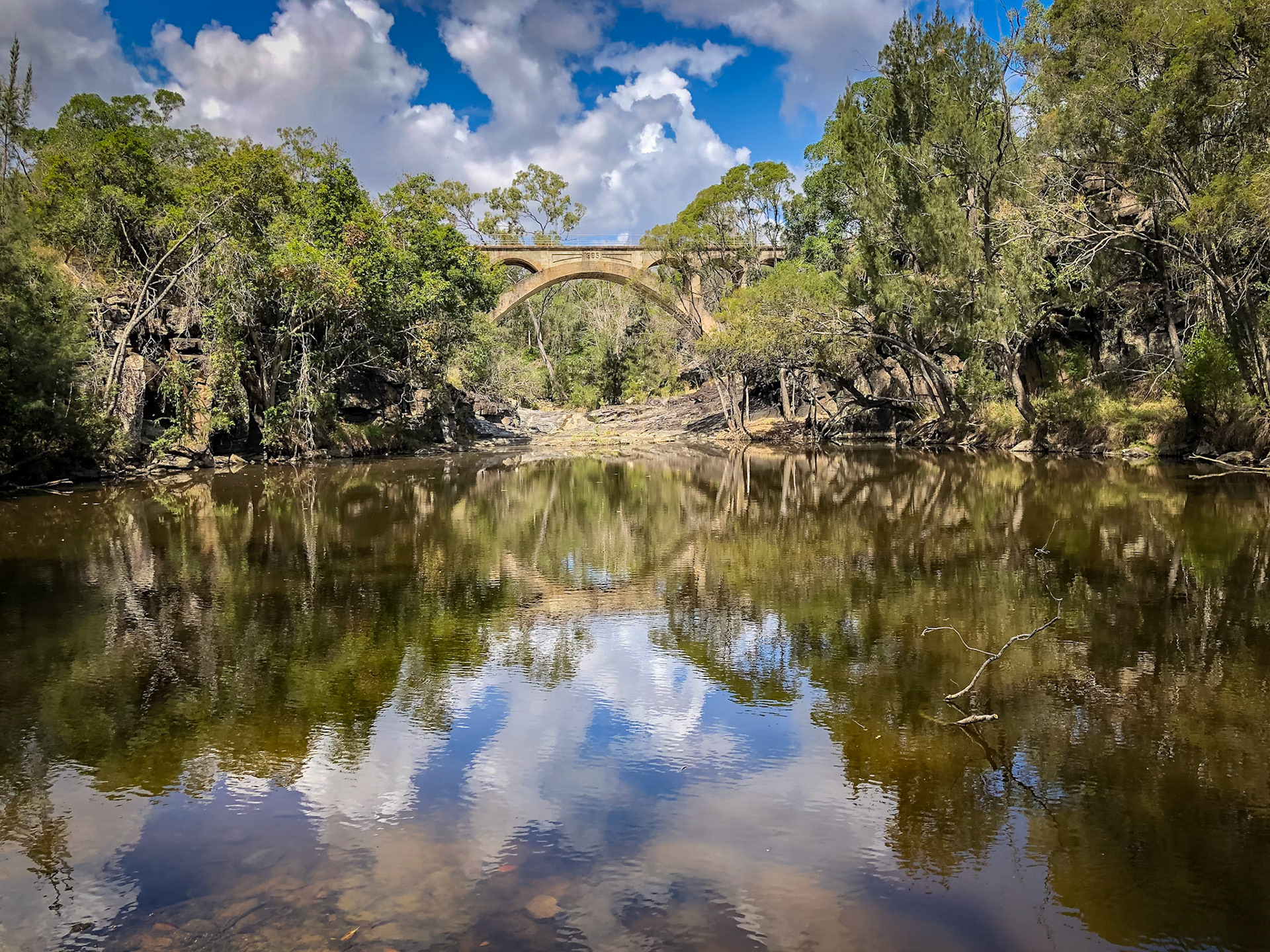 A view of the Chowey / Deep Creek Railway Bridge