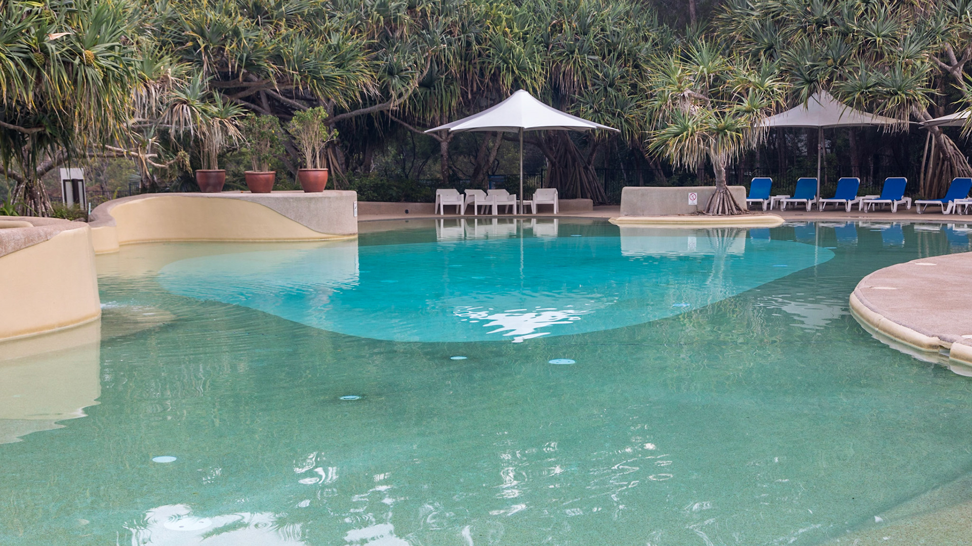 Around the resort's swimming pools.