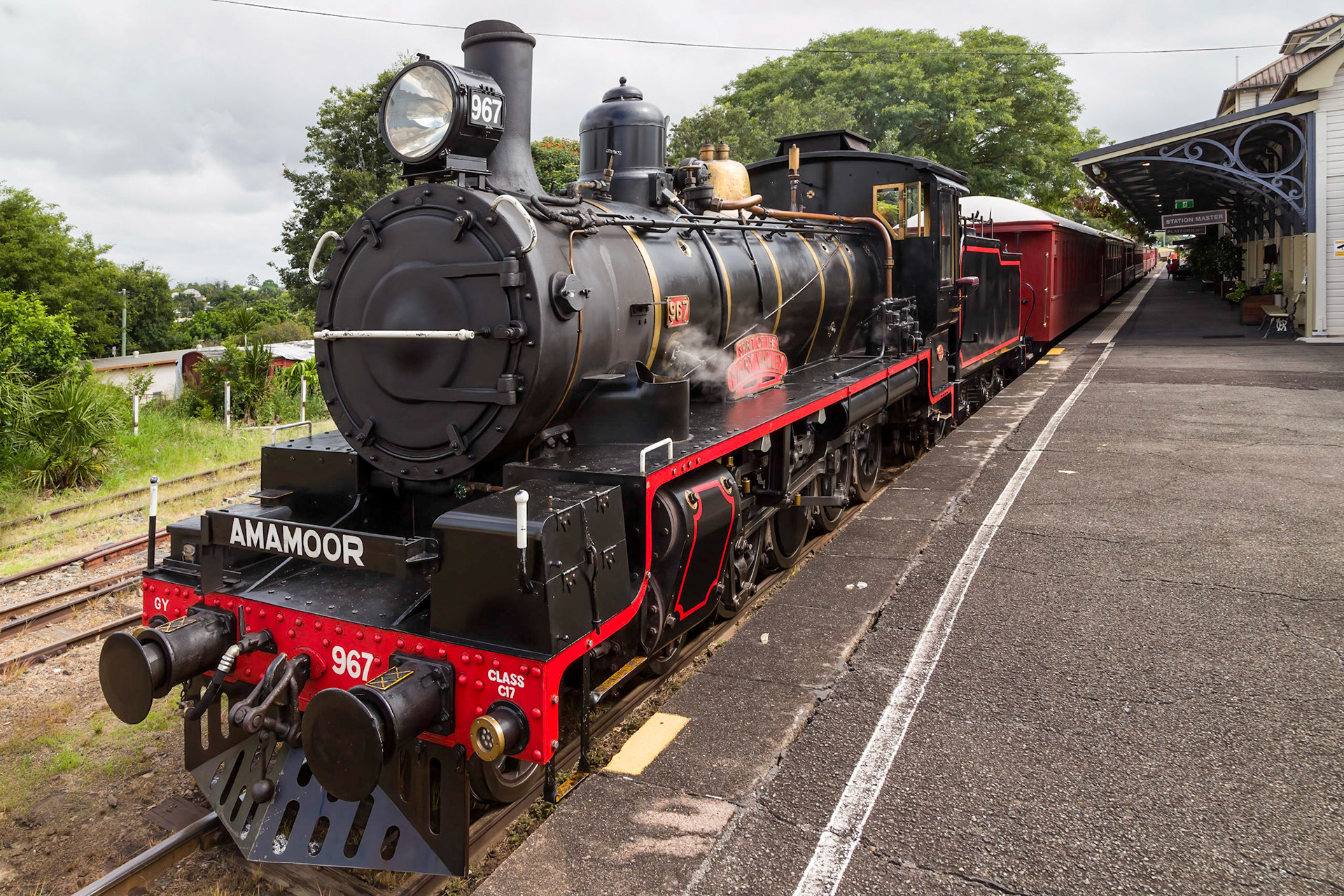 At the platform, ready for passenger boarding.