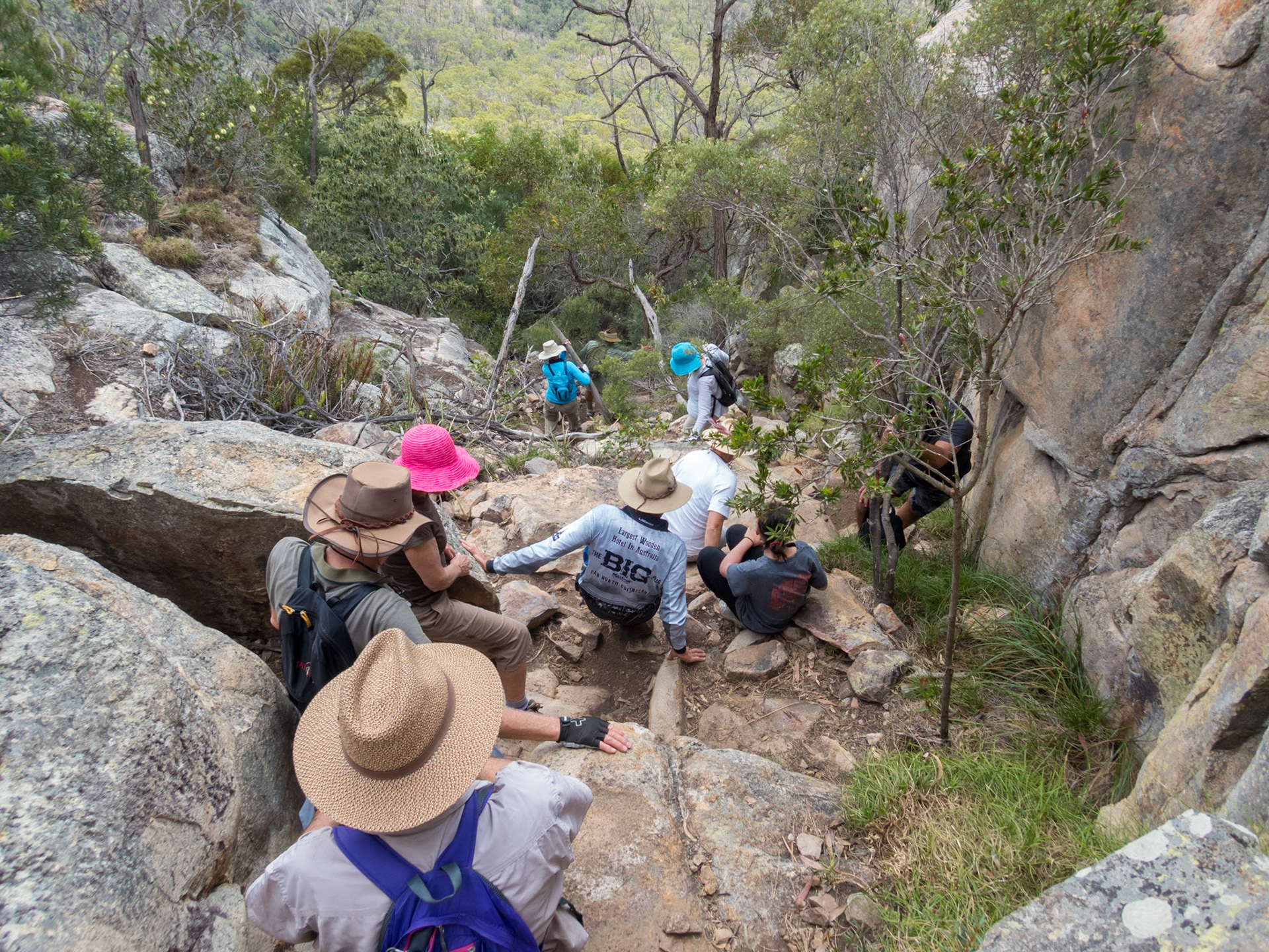 Picking our way down the mountain