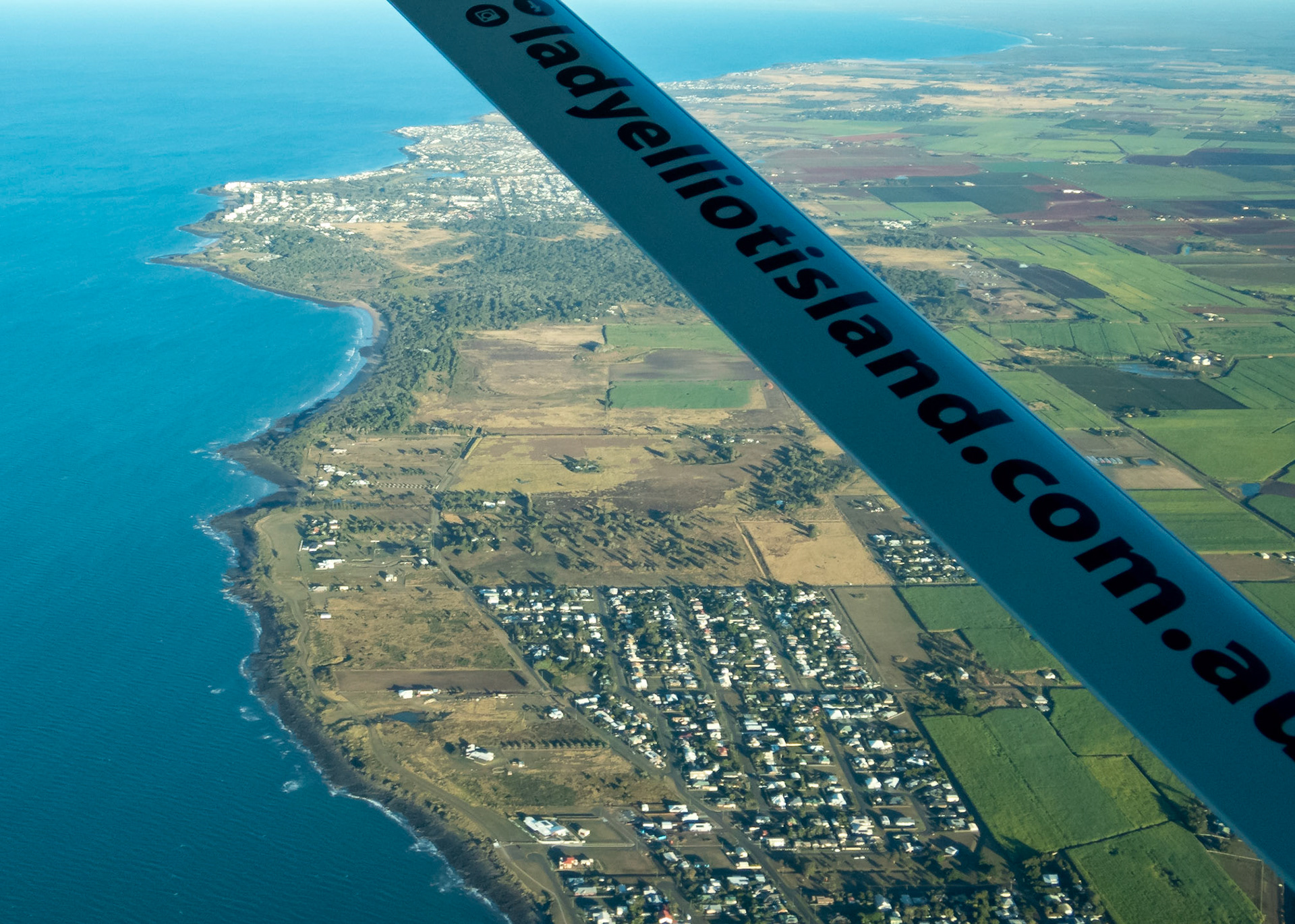 Crossing the mainland coast, towards Bundaberg Airport