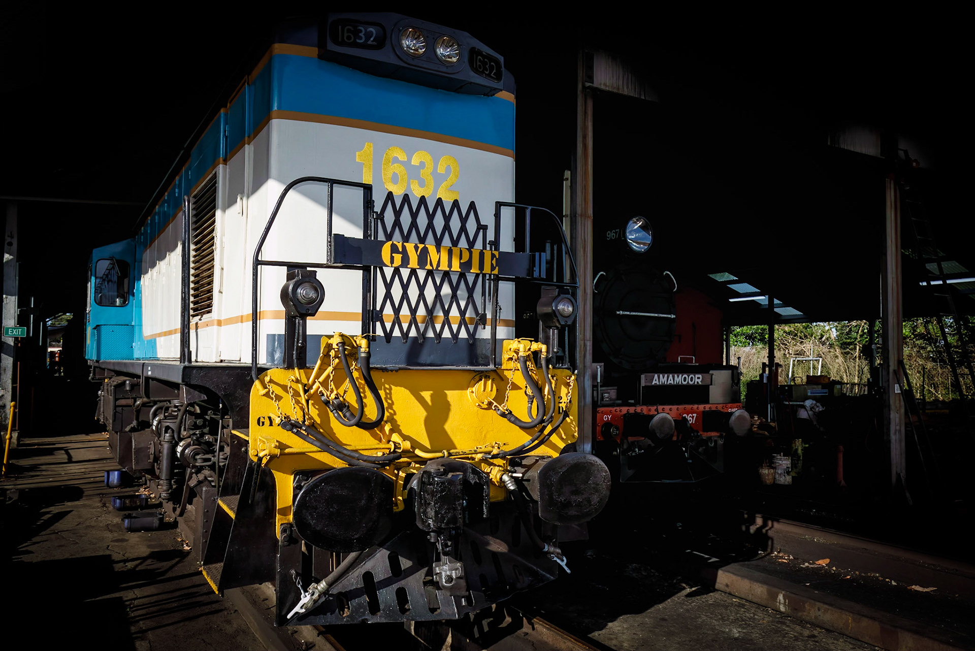 Mary Valley Rattler; locomotives shed, maintenance and restorations workshop.
