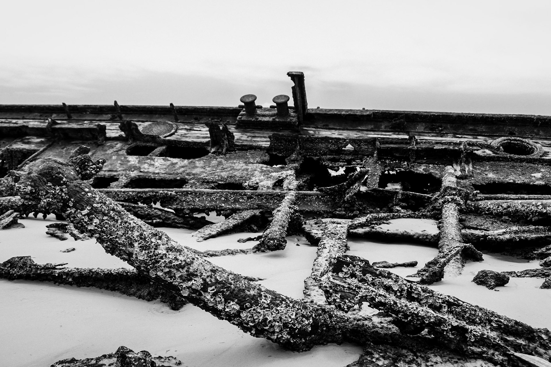 Remnants from the S.S. Maheno, wrecked on the beach in 1935.