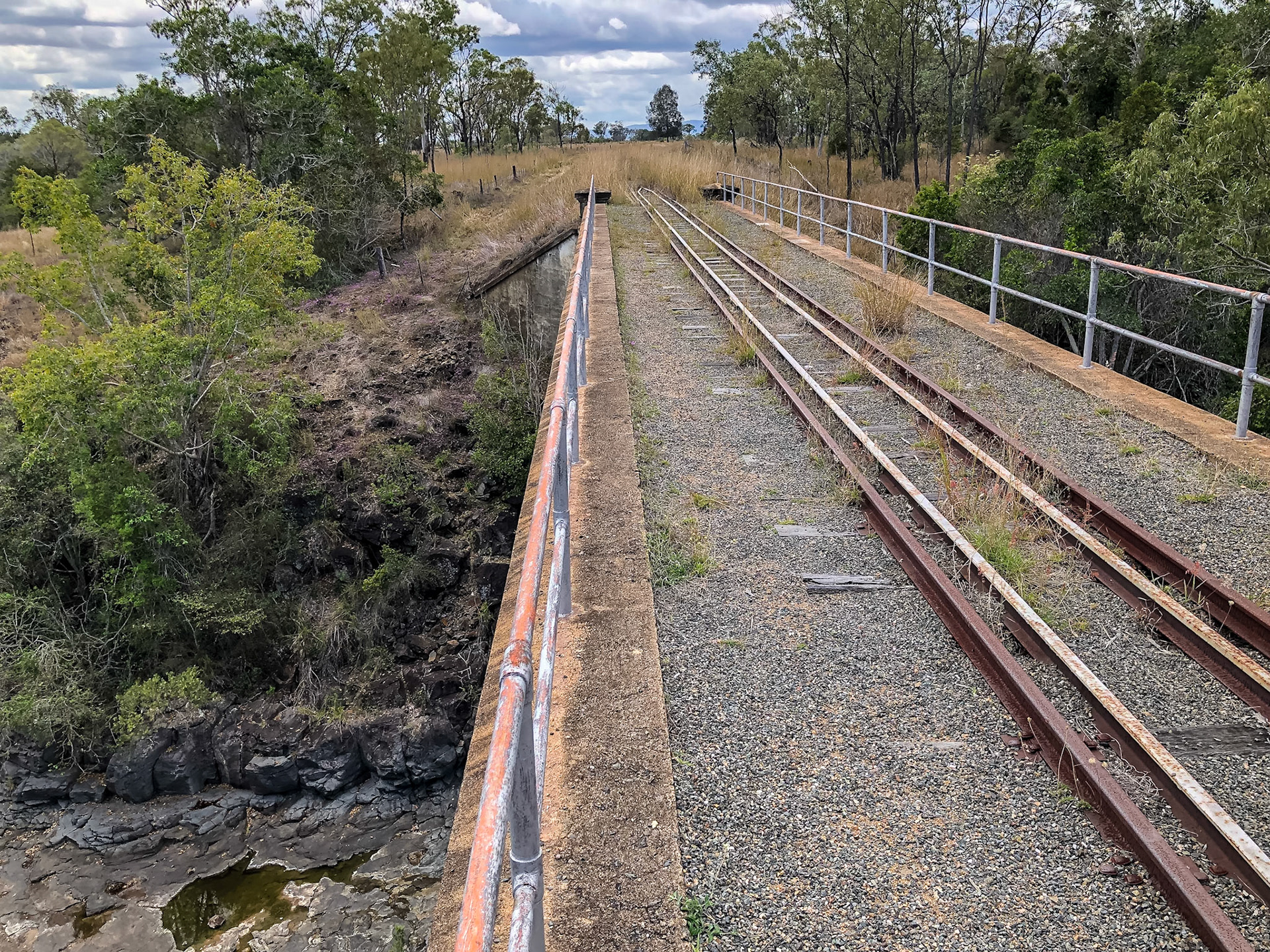 Abandoned rail tracks across the Chowey Bridge
