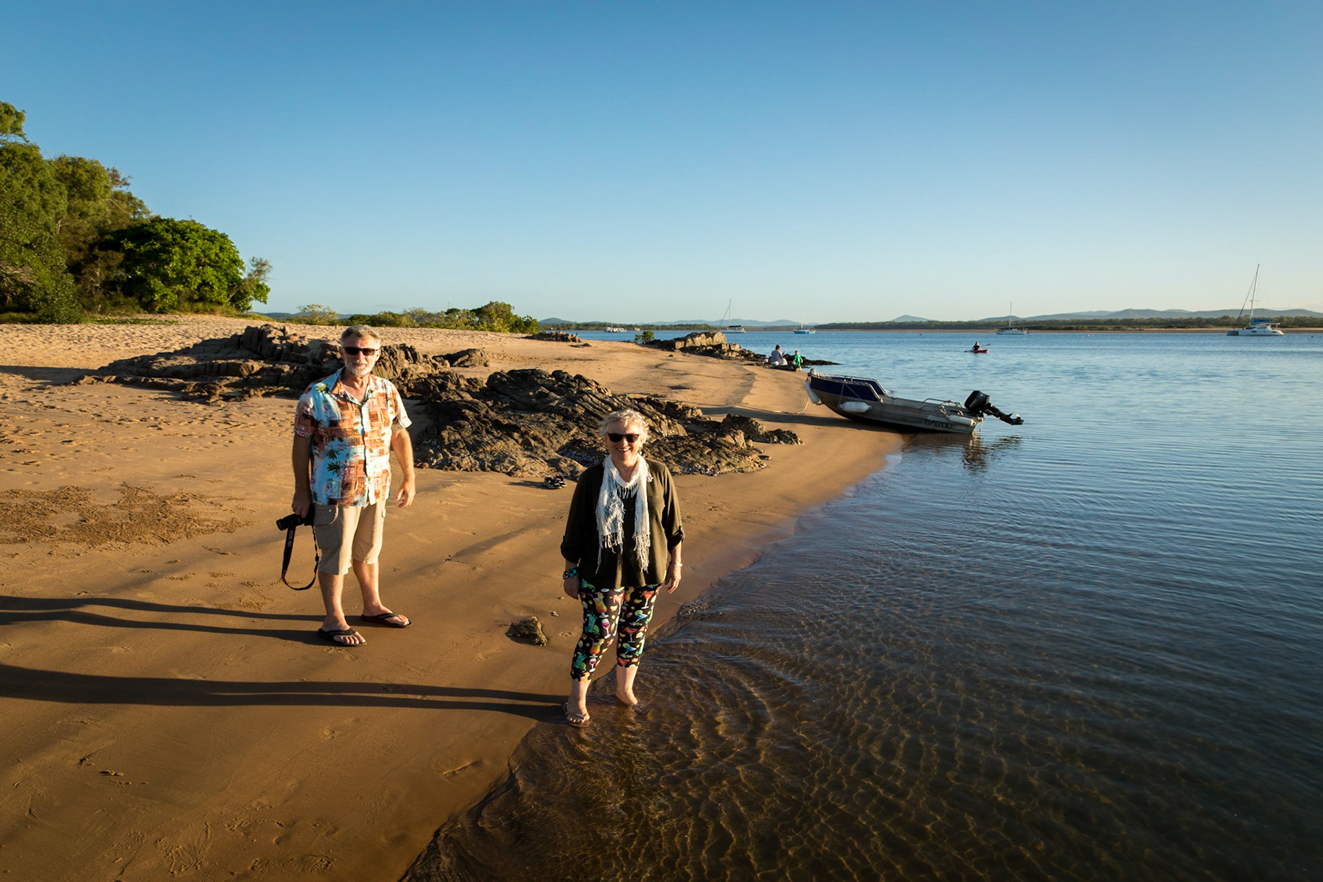 On the beach at sunset