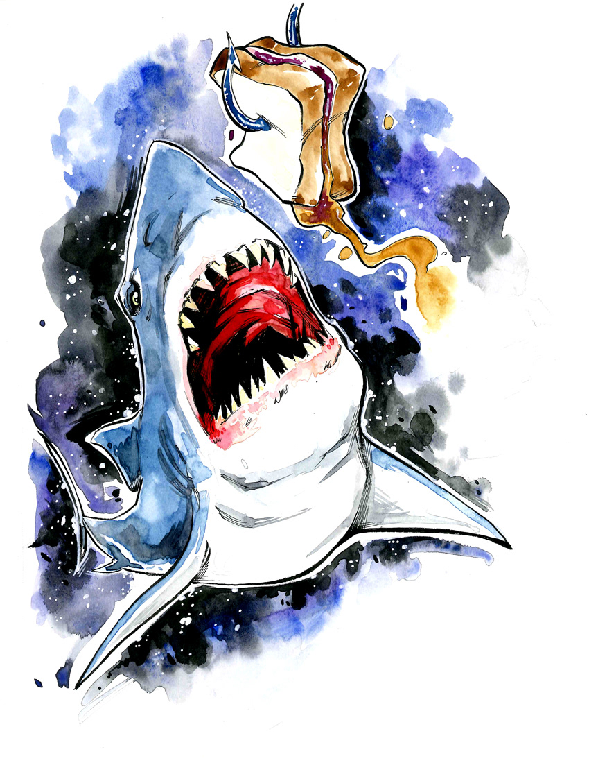 PBJ and Shark-Ink/Watercolor