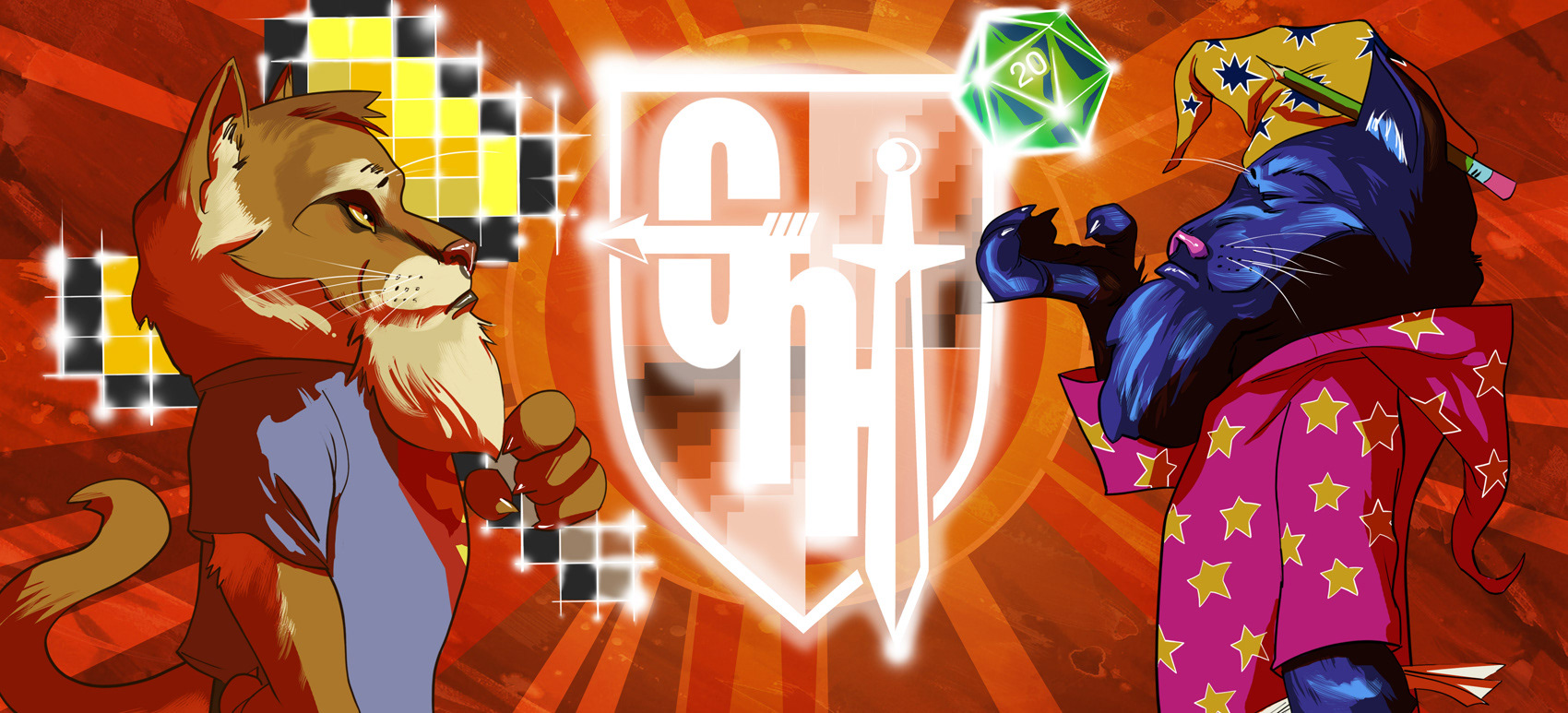 Gungho Heroes-Podcast Social Banner and Logo (Ink/Digital)