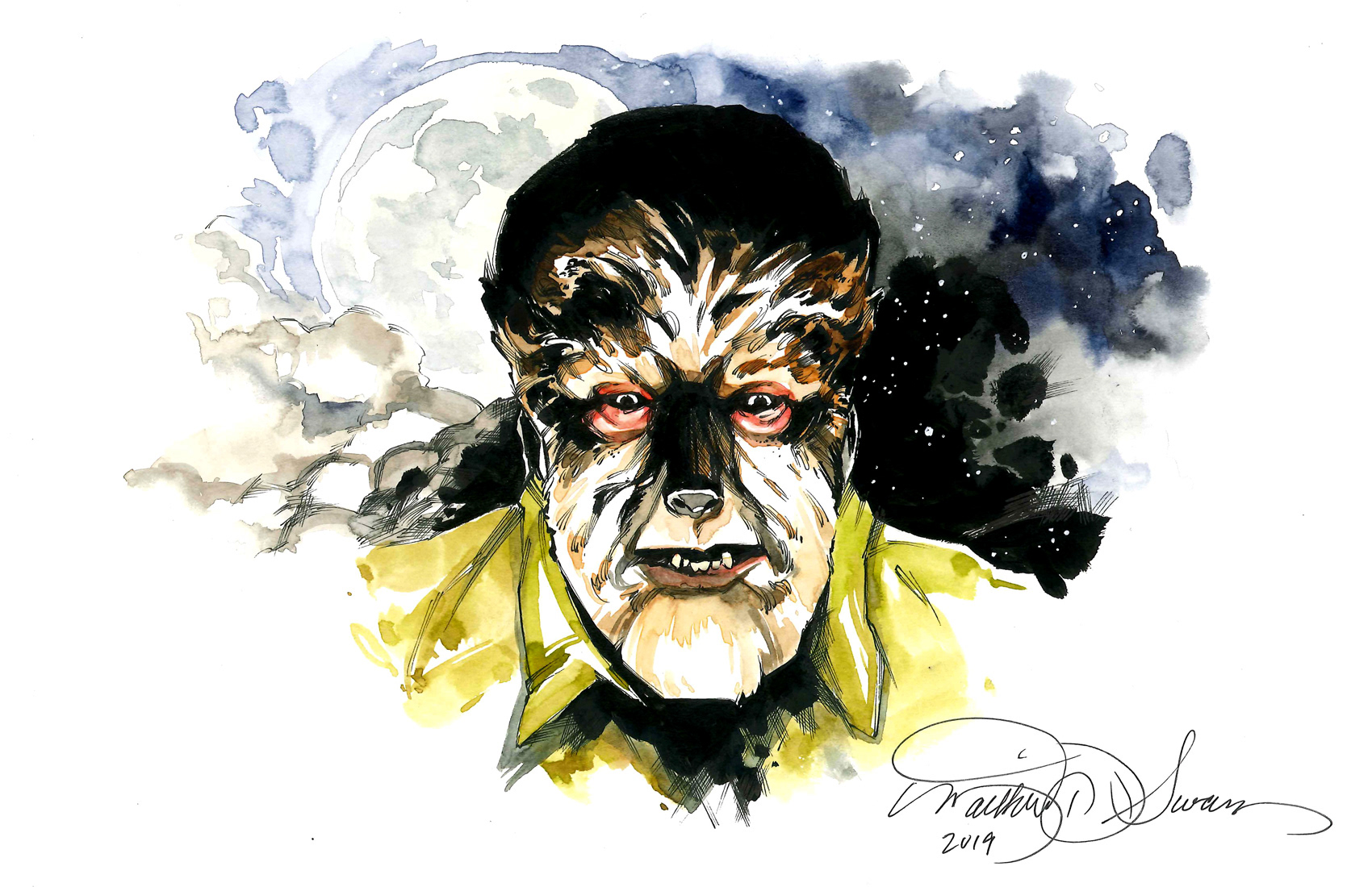 The Wolfman-Watercolor/Ink