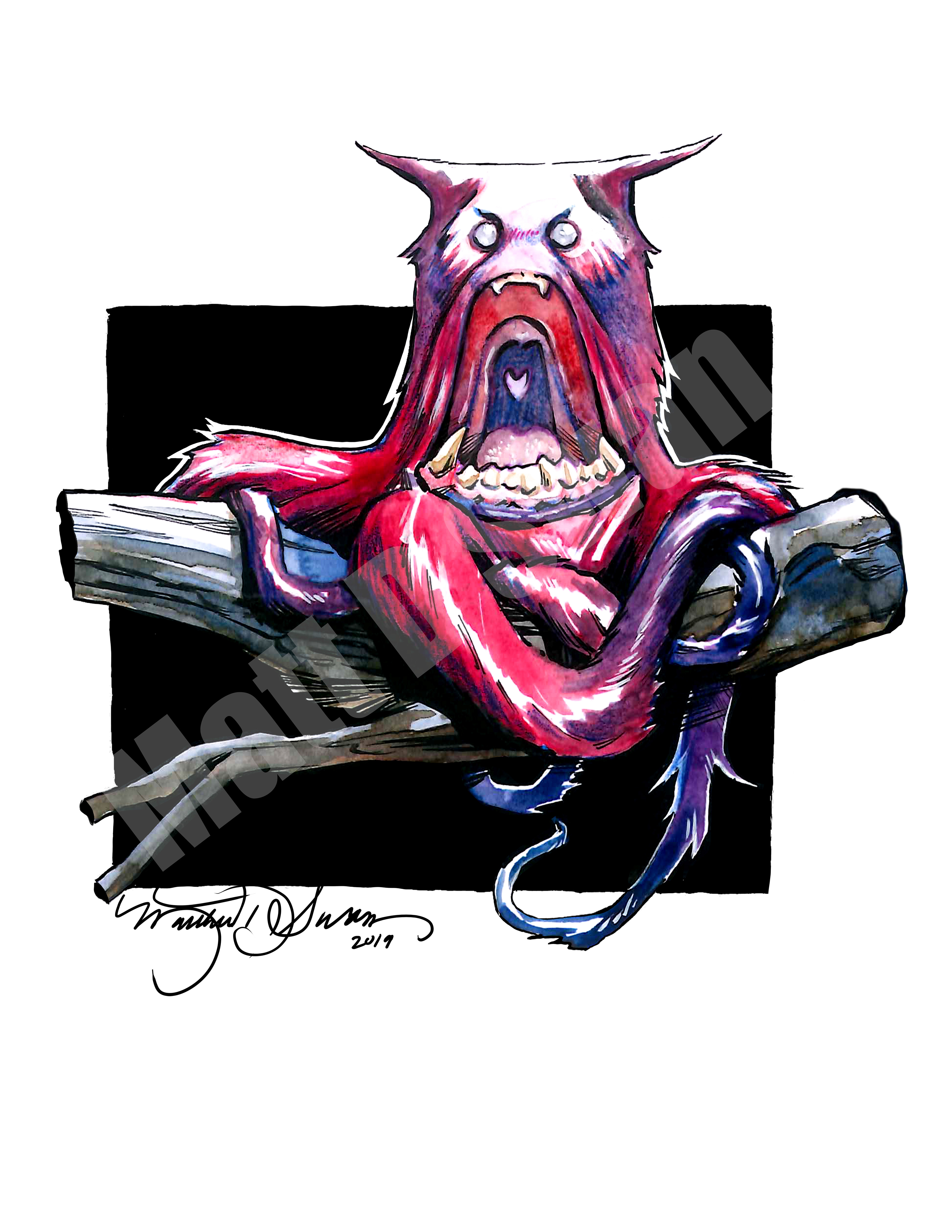 Red Yup Yup-Ink/Watercolor/Colored Pencil