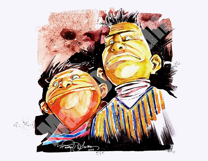 Burt and Ernie-Ink/Watercolor/Gouache