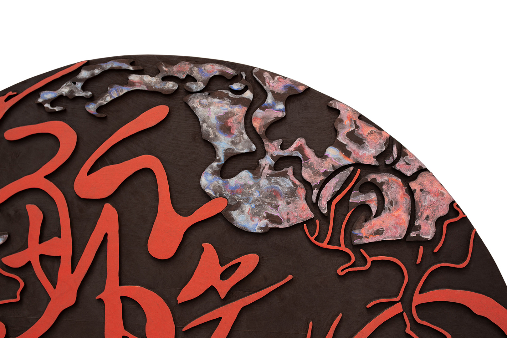 AÉROMANCIE 5 | Acrylique, teinture sur bois sculpté / Acrylic, stain on sculpted wood | 48" | 2025