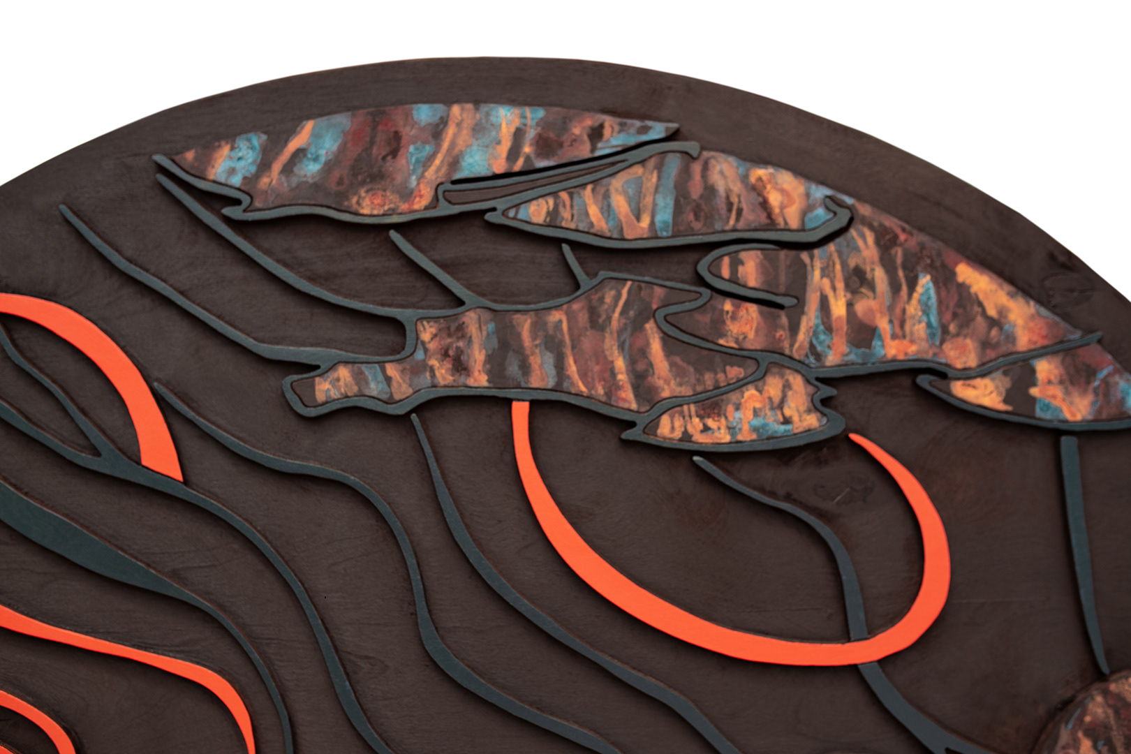 AÉROMANCIE 4 | Acrylique, teinture sur bois sculpté / Acrylic, stain on sculpted wood | 48" | 2025