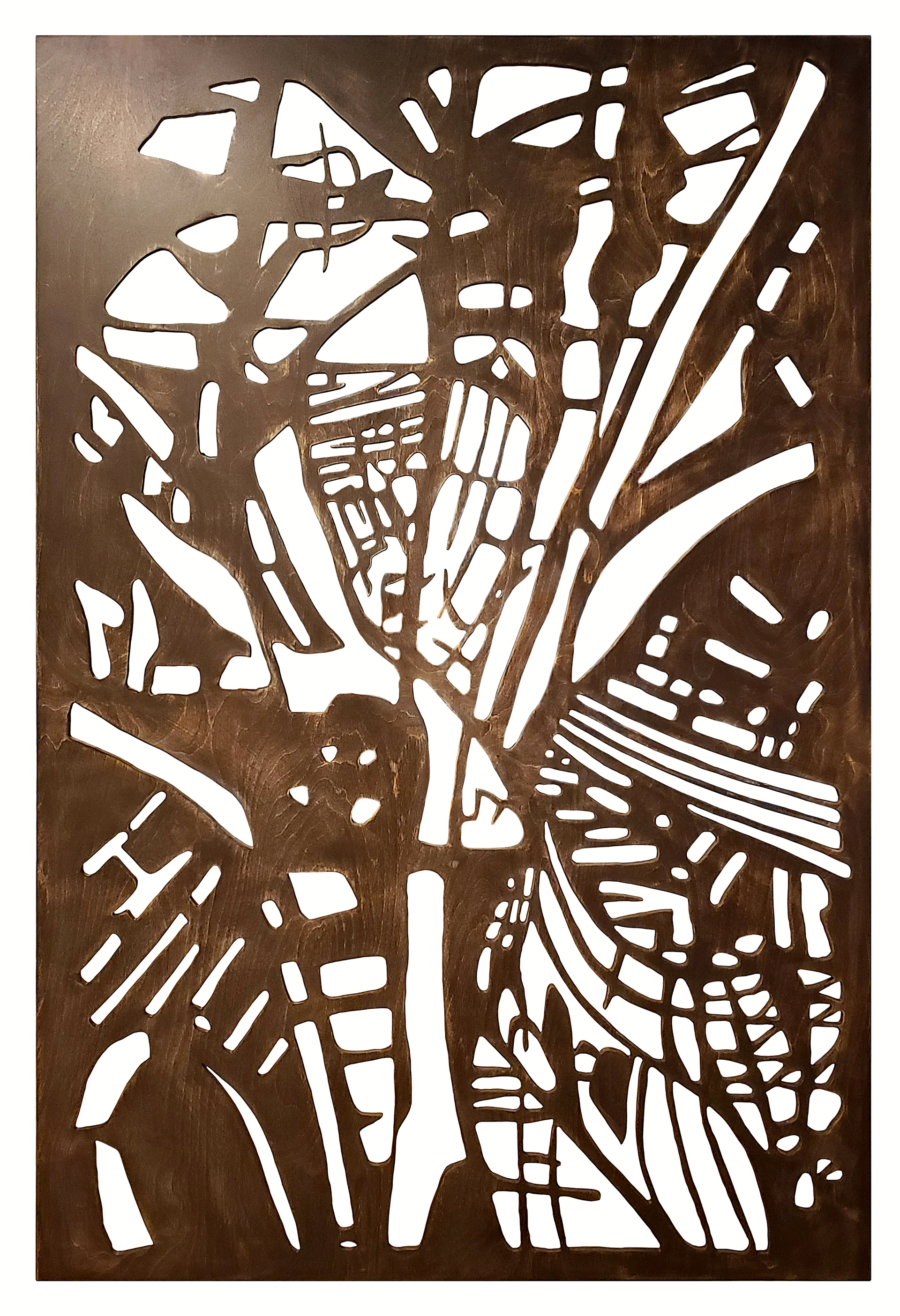 FRAGMENTAIRE 2 | Teinture sur bois sculpté / Stain on sculpted wood | 72" x 48" | 2025