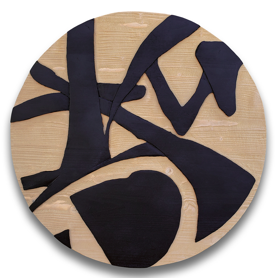 QUALIA 1 | Émail, teinture sur bois sculpté / Enamel, stain on sculpted wood | 24" x 24" | 2024