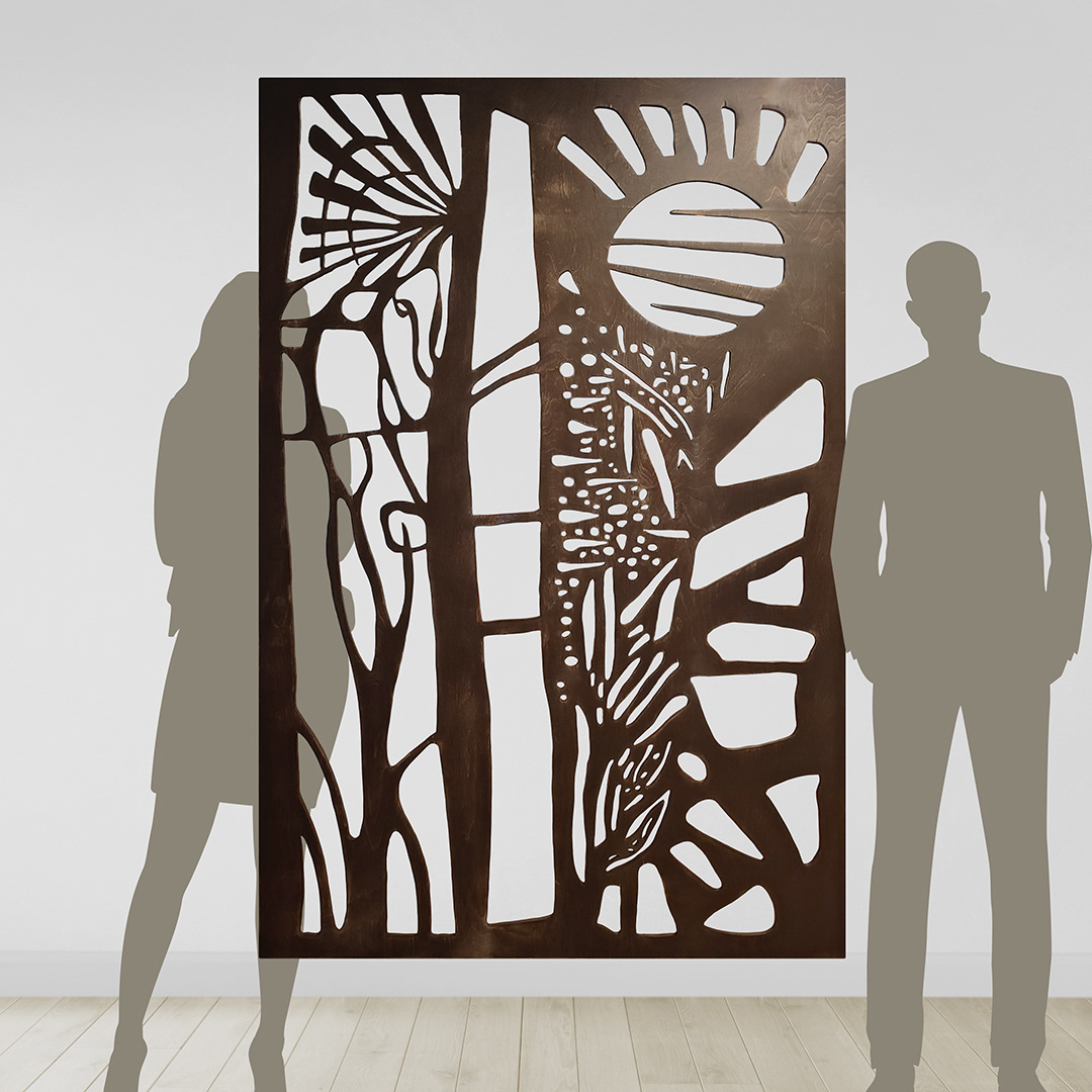 FRAGMENTAIRE 1 | Teinture sur bois sculpté / Stain on sculpted wood | 72" x 48" | 2025