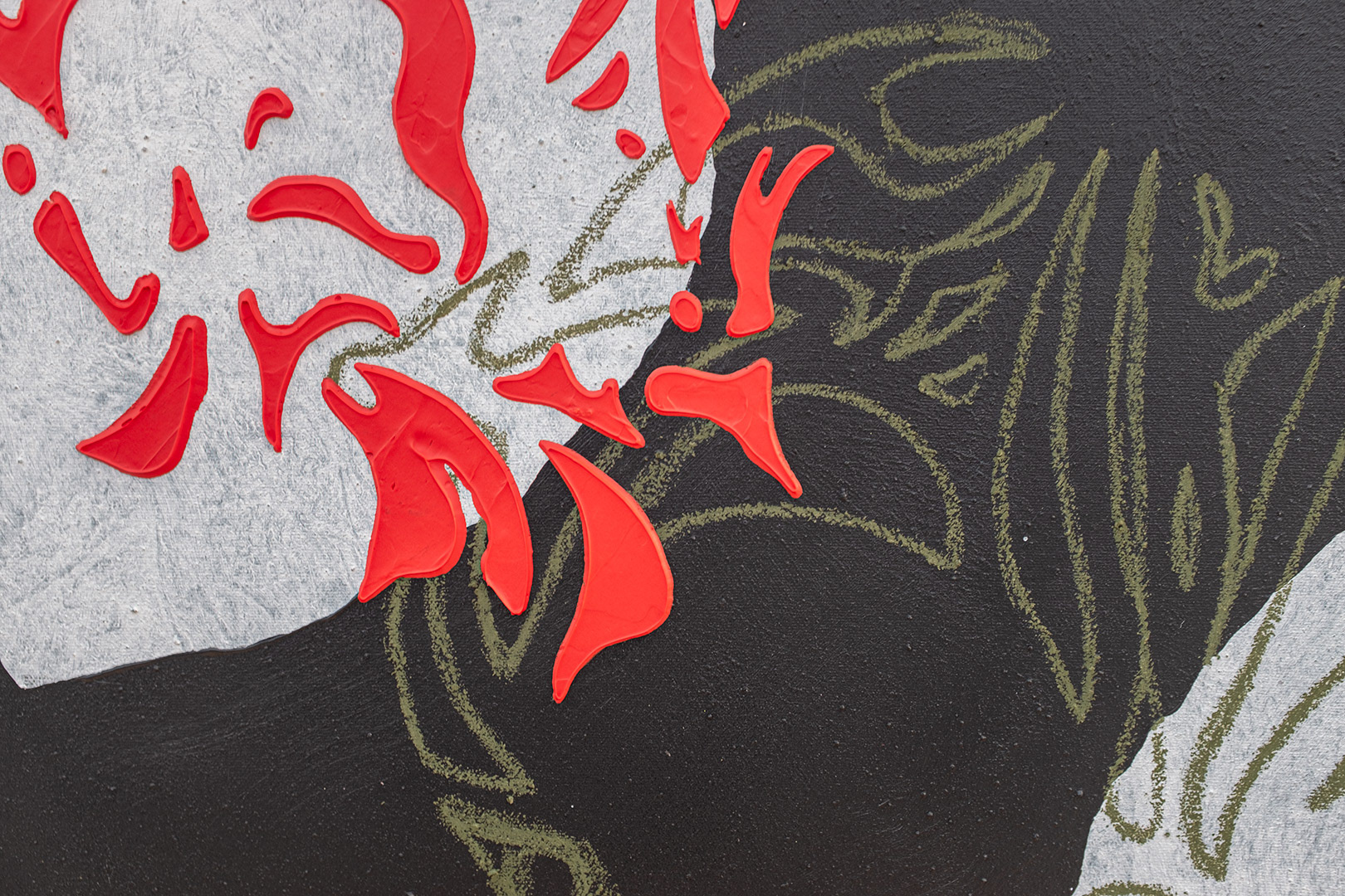 Art: Acrylique, pastels à l'huile sur toile / Acrylic, oil pastels on canvas 24" x 24" x 1.5"