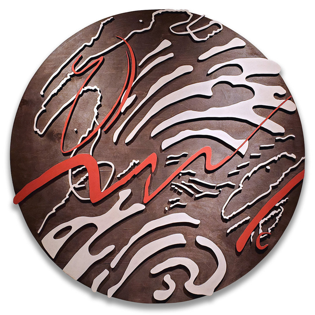 MODULATION 2 | Acrylique, teinture sur bois sculpté / Acrylic, stain on sculpted wood | 48" | 2025