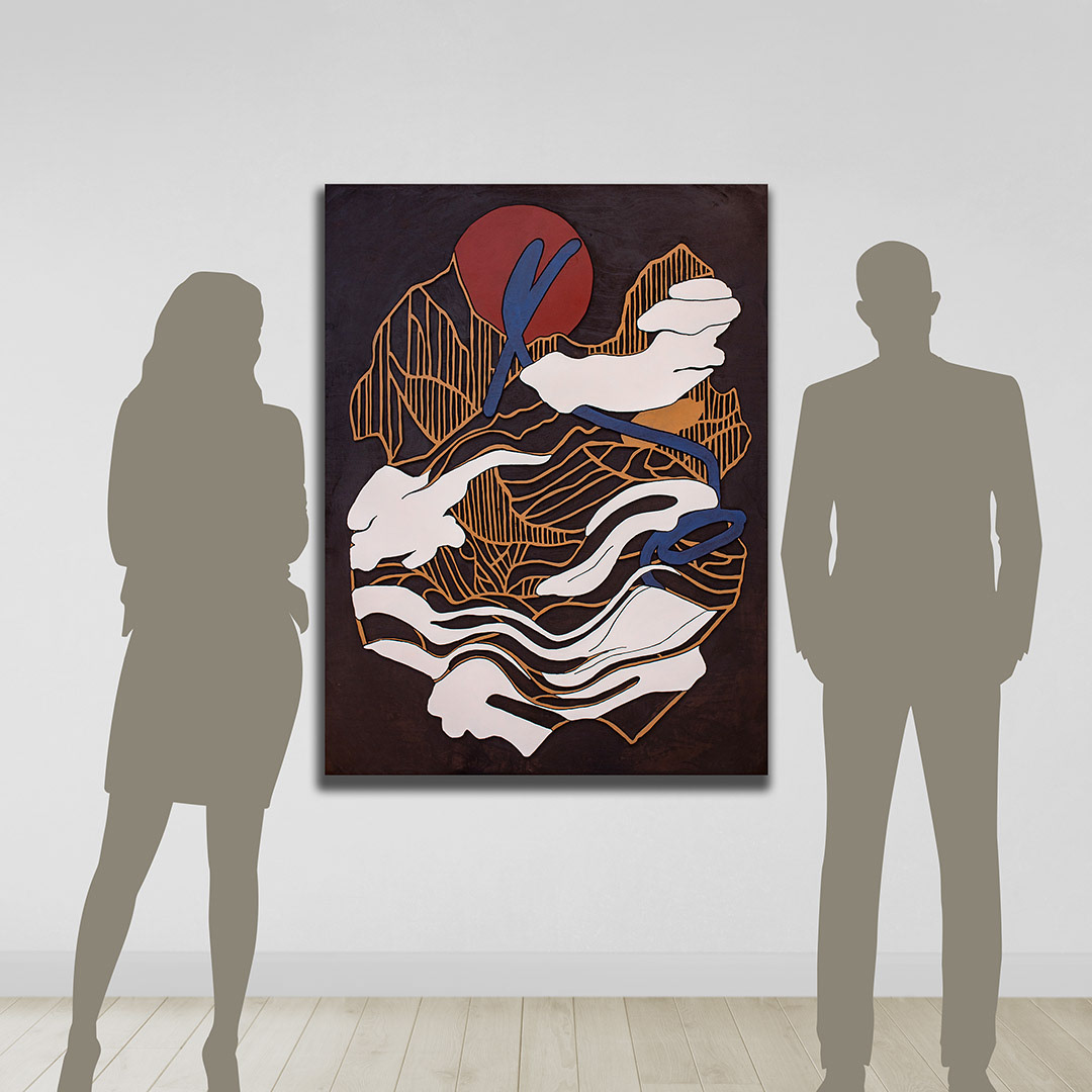 SOLARIS 2 | Acrylique, teinture sur bois sculpté / Acrylic, stain on sculpted wood | 48" x 36" | 2025