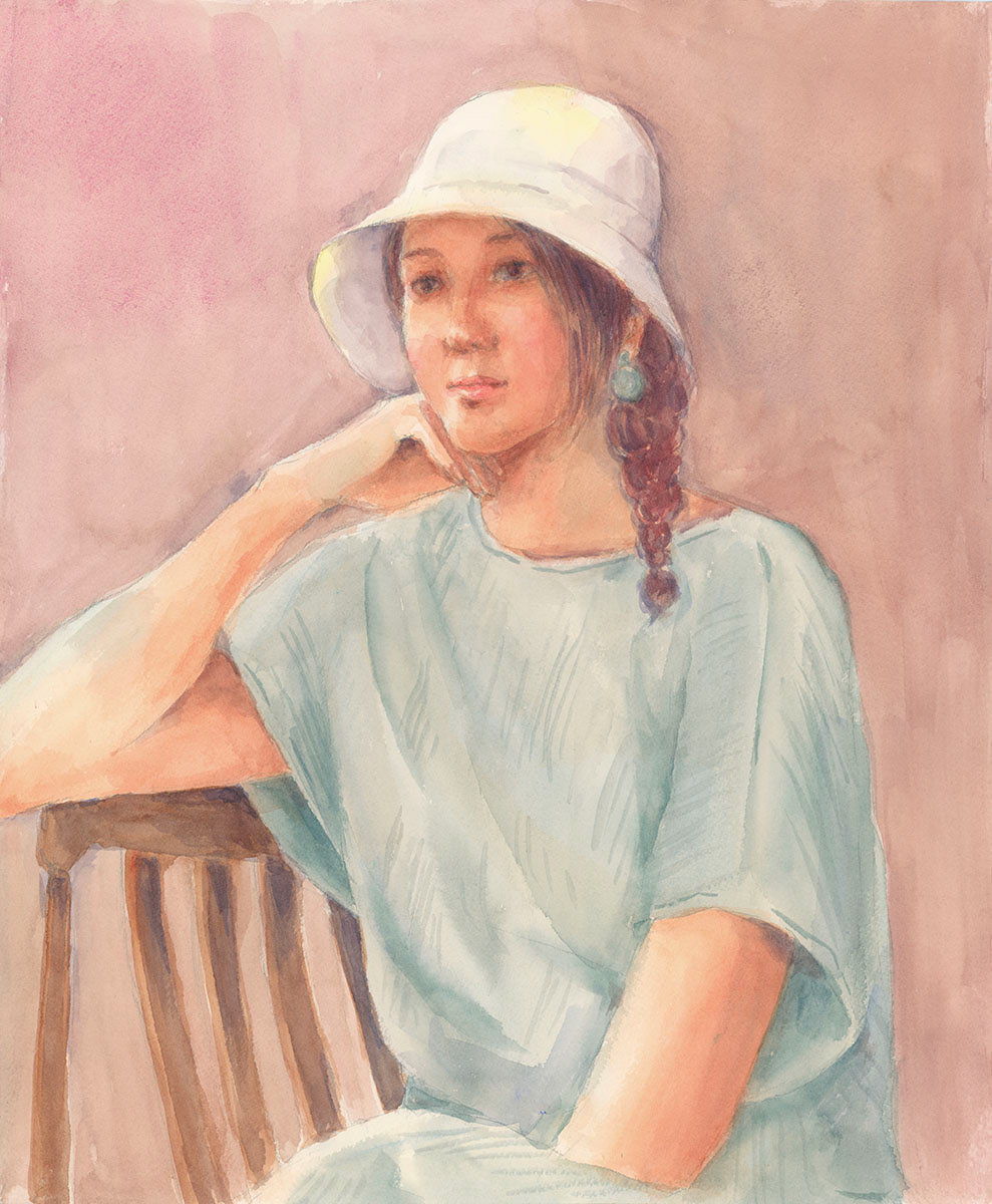 "summer is coming"　Izumi Naito 　『夏が来る』内藤 泉　女性が描かれた水彩画