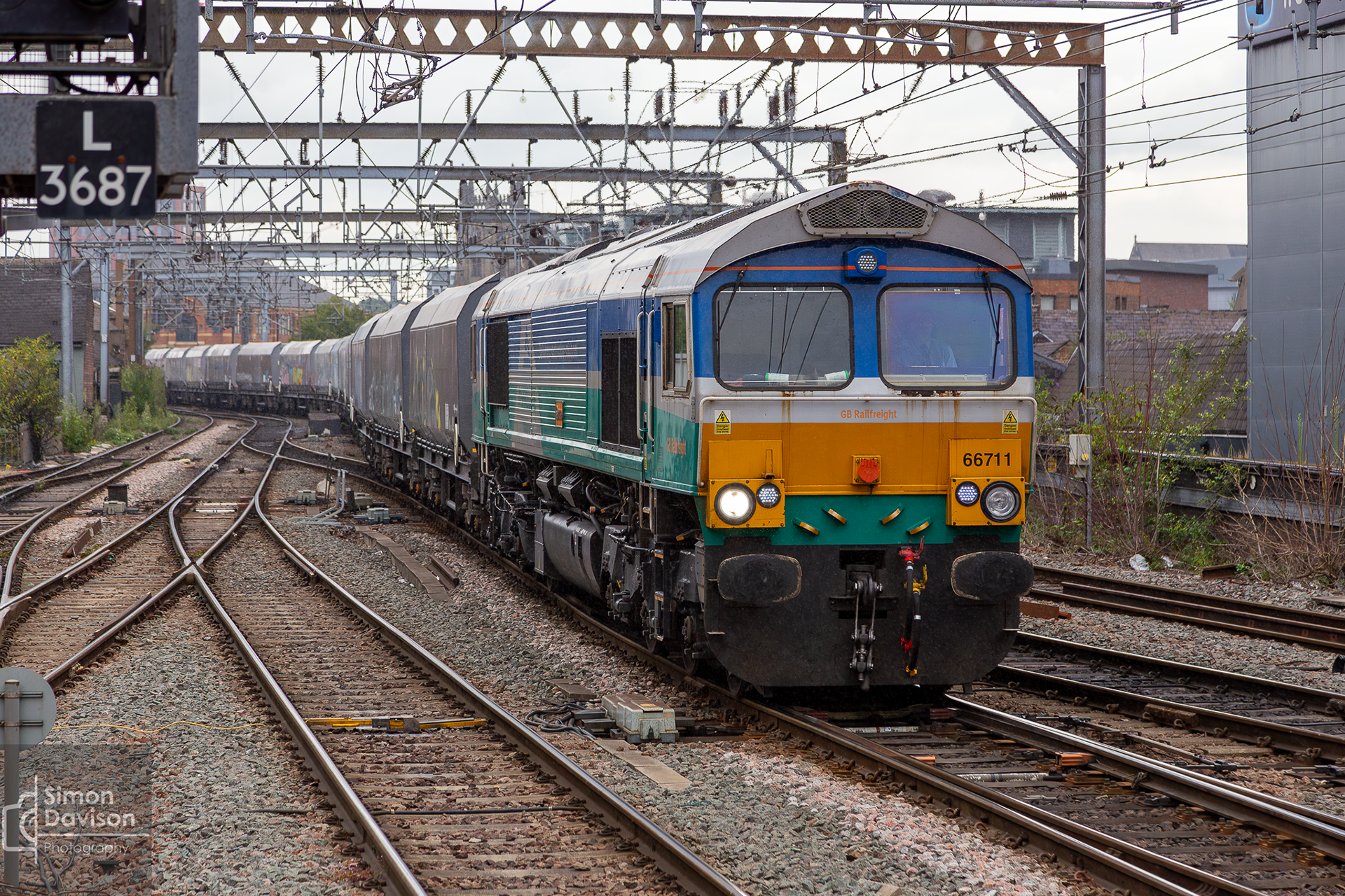 GBRF 66711 passing through Leeds