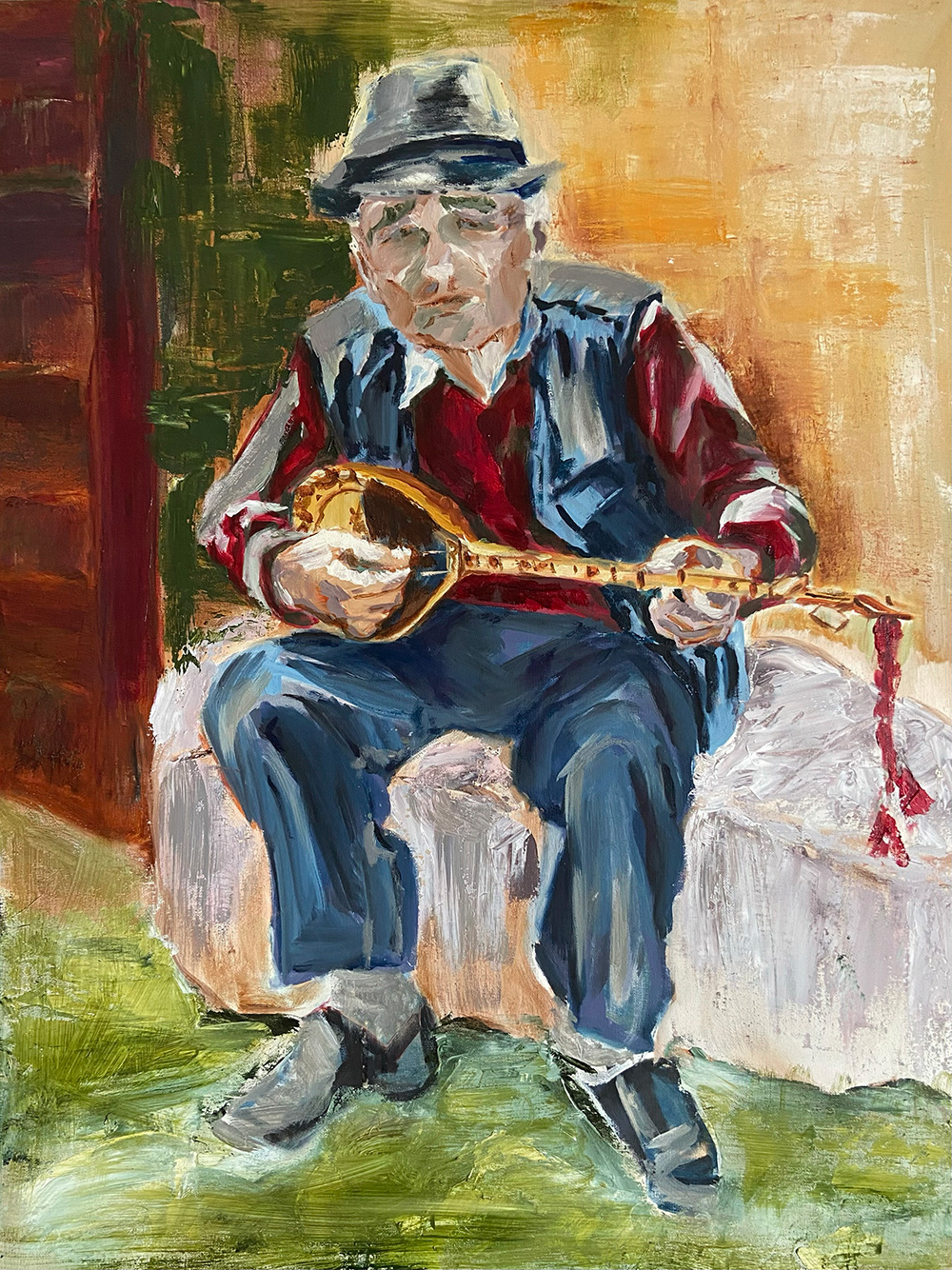 Çifteli Musician, oil on canvas, 80 x 60 cm