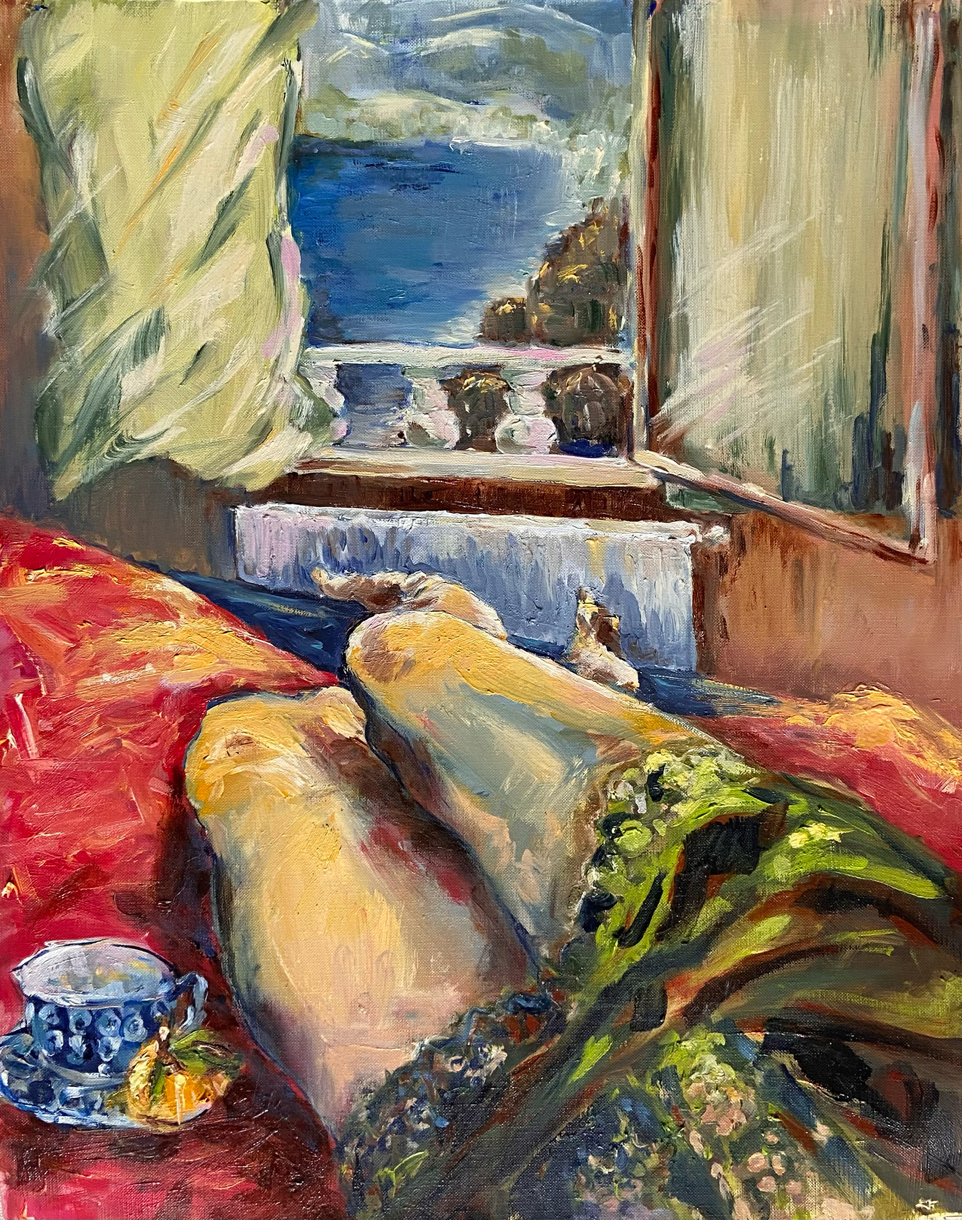 "Morning Correspondence", oil on canvas paper, 50 x 40 cm