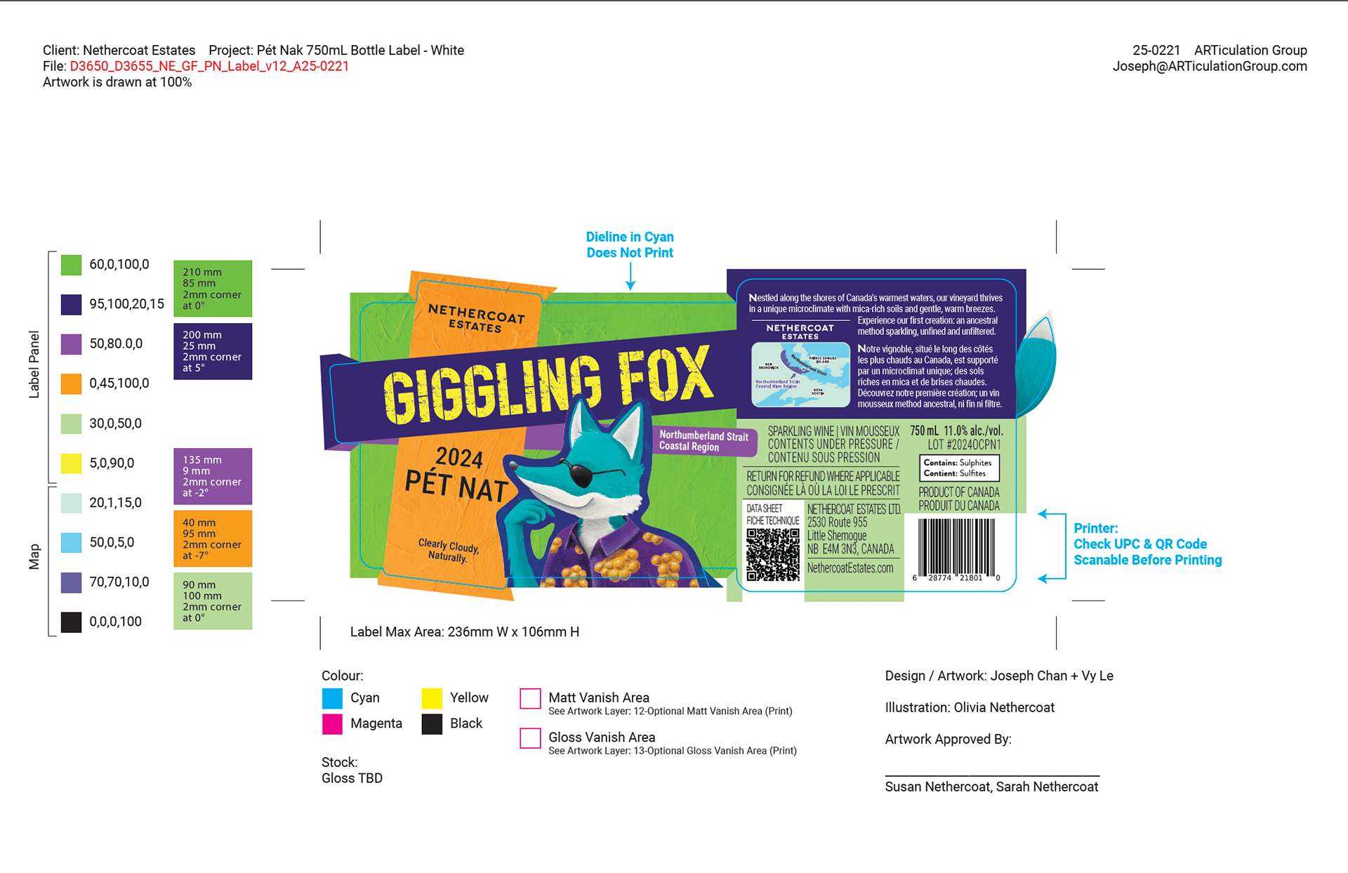 White Pét Nat Wraparound label