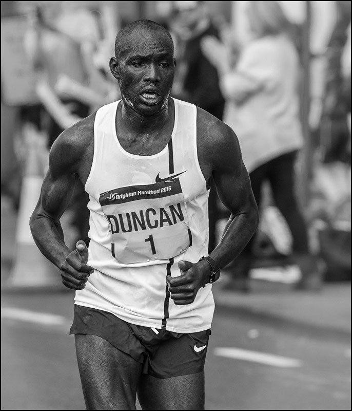 Winner Duncan Maiyo of Kenya, Brighton Marathon, 2016.