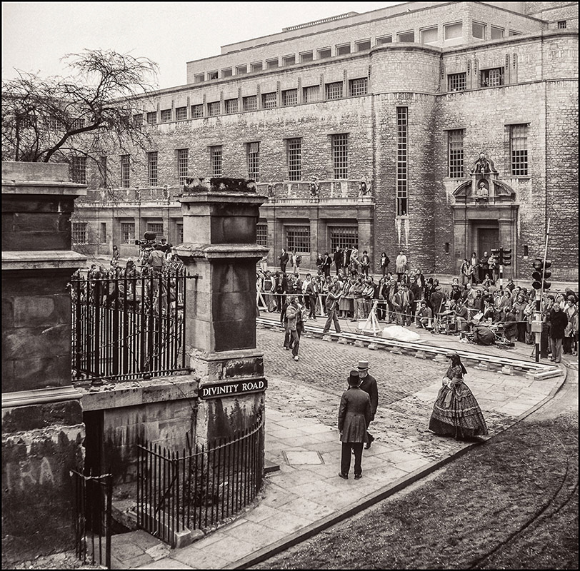 Catte Street becomes Divinity Road. Note the anachronistic graffiti bottom left.