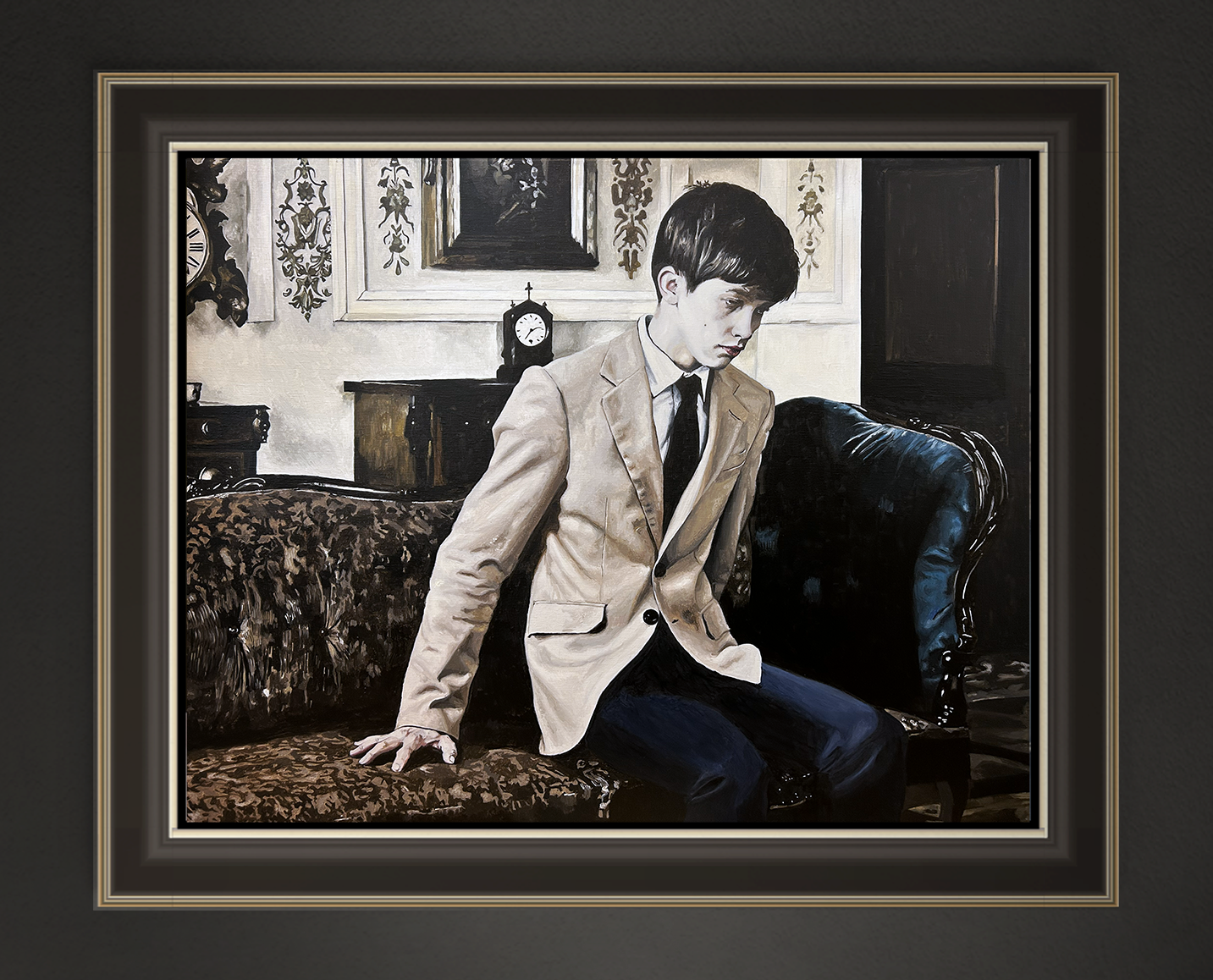 Zu laut, zu viel, zu nah, 80x100 cm, 2025, Öl auf Leinwand