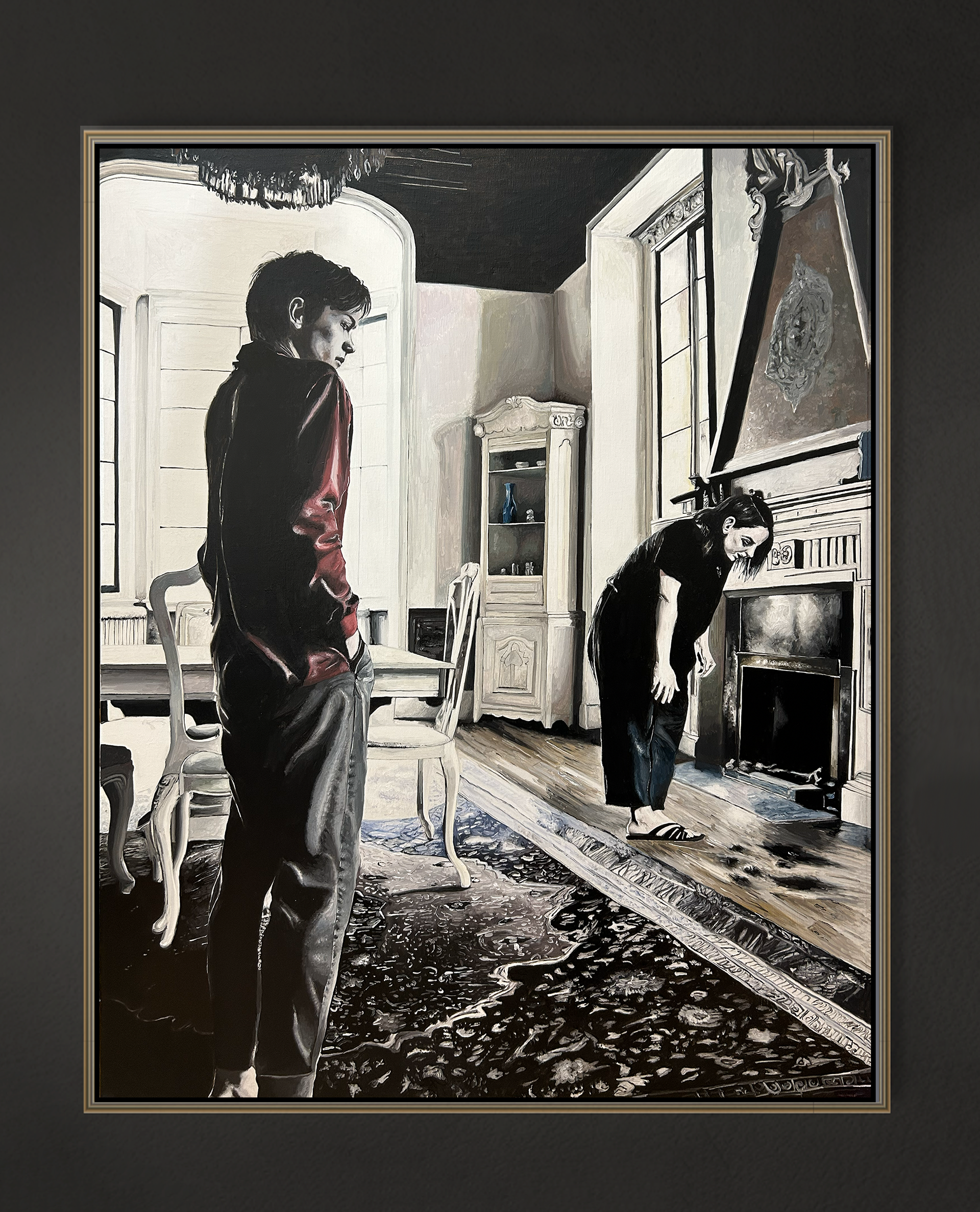 Manchmal macht Feuer keinen Rauch, 100x80 cm, 2025, Öl auf Leinwand