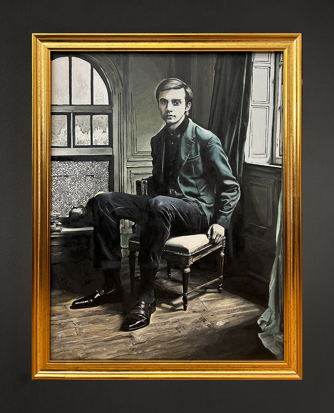 Grüner Mann, 80x60 cm, 2025, Öl auf Leinwand