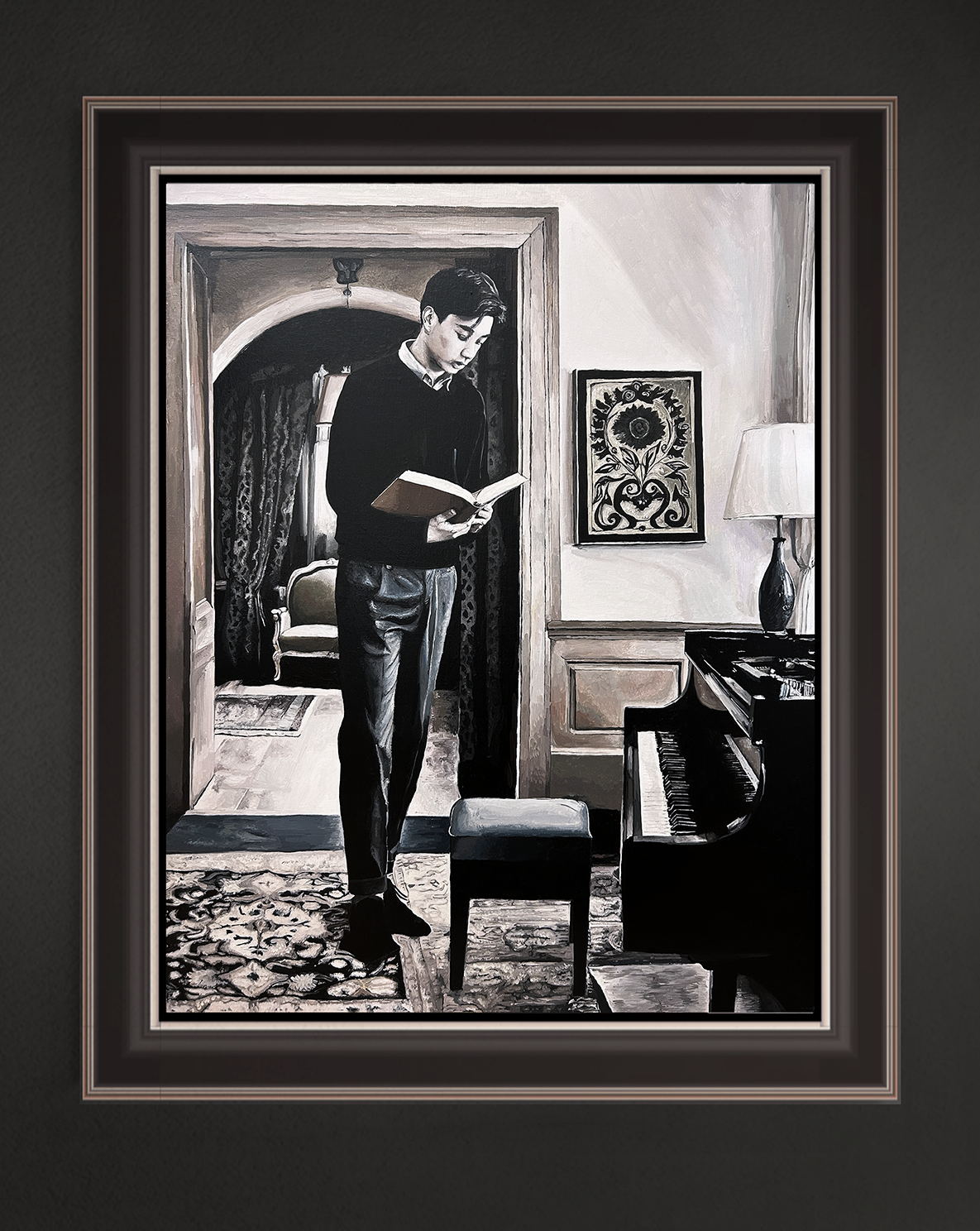 Notenbuch, 100x80 cm, 2025, Öl auf Leinwand