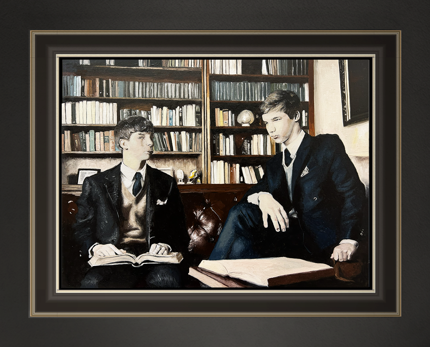Jungen in der Bibliothek, 30x40 cm, 2026, Öl auf Malplatte