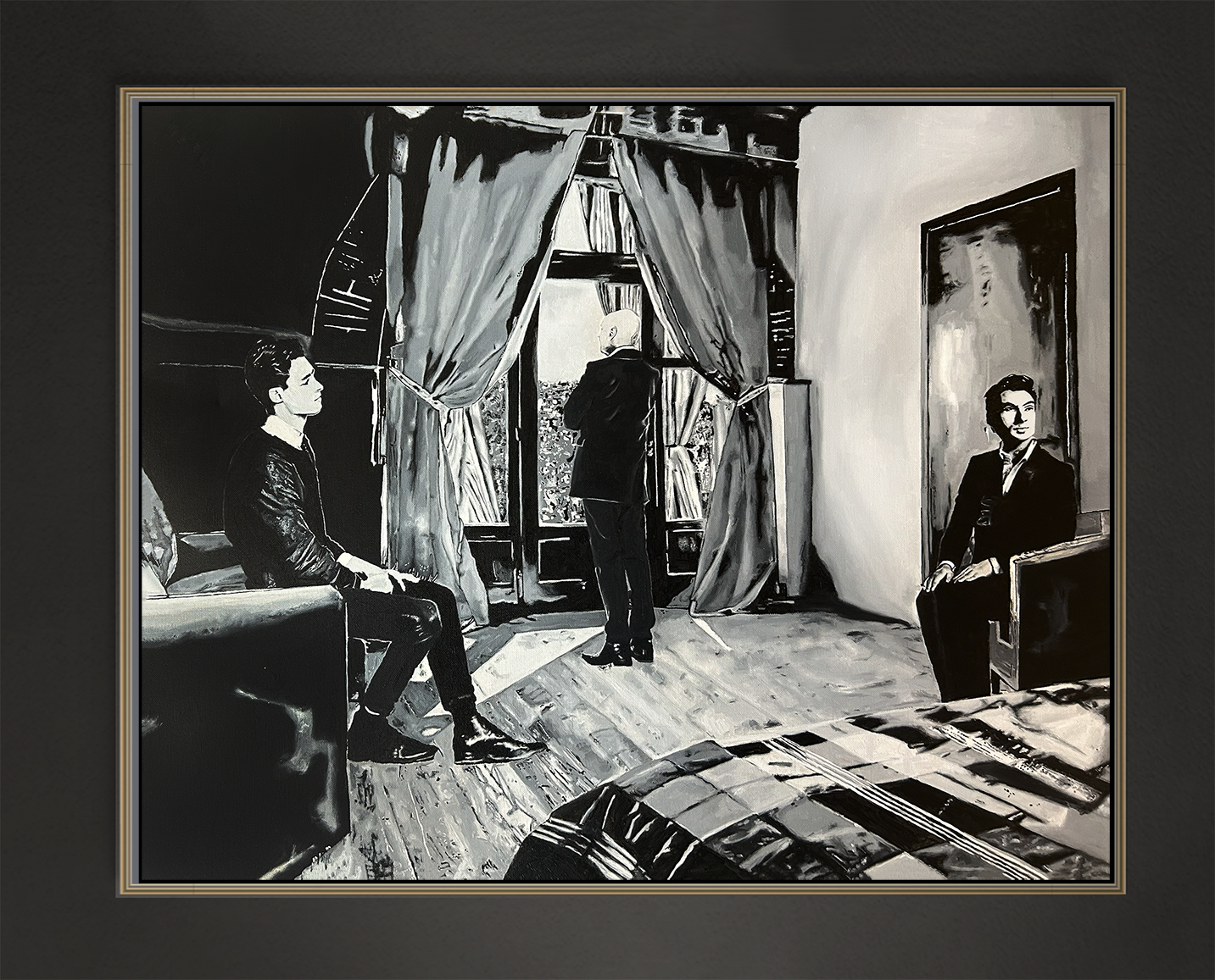 Oskar Heye und seine Söhne, 80x100 cm, 2022, Öl auf Leinwand