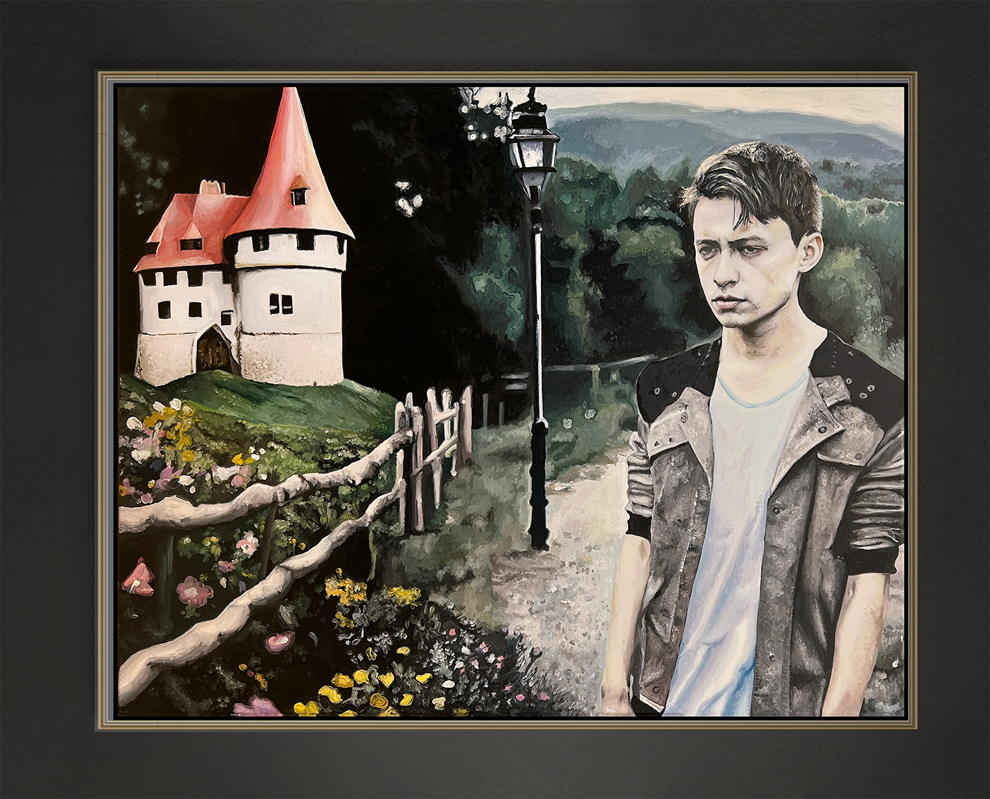 Abkehr von einem Märchenschloss während der Adoleszenz, 80x100 cm, 2025, Öl auf Leinwand