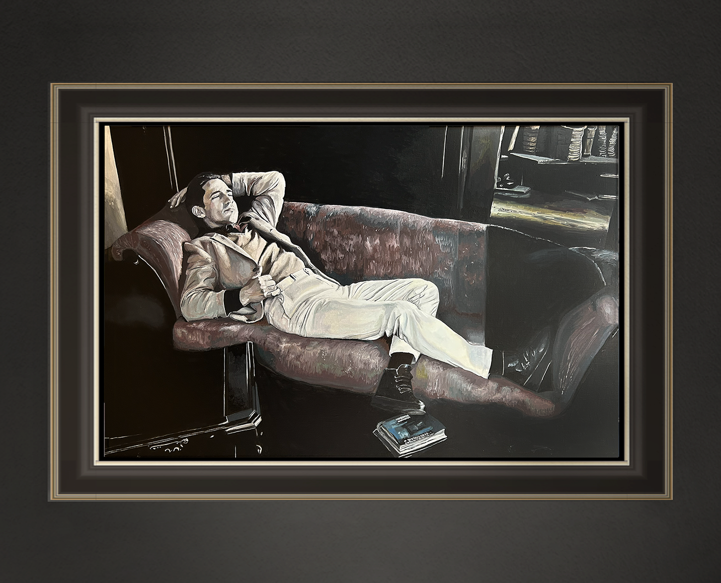 Ruhender Mann, 65x100 cm, 2025, Öl auf Leinwand