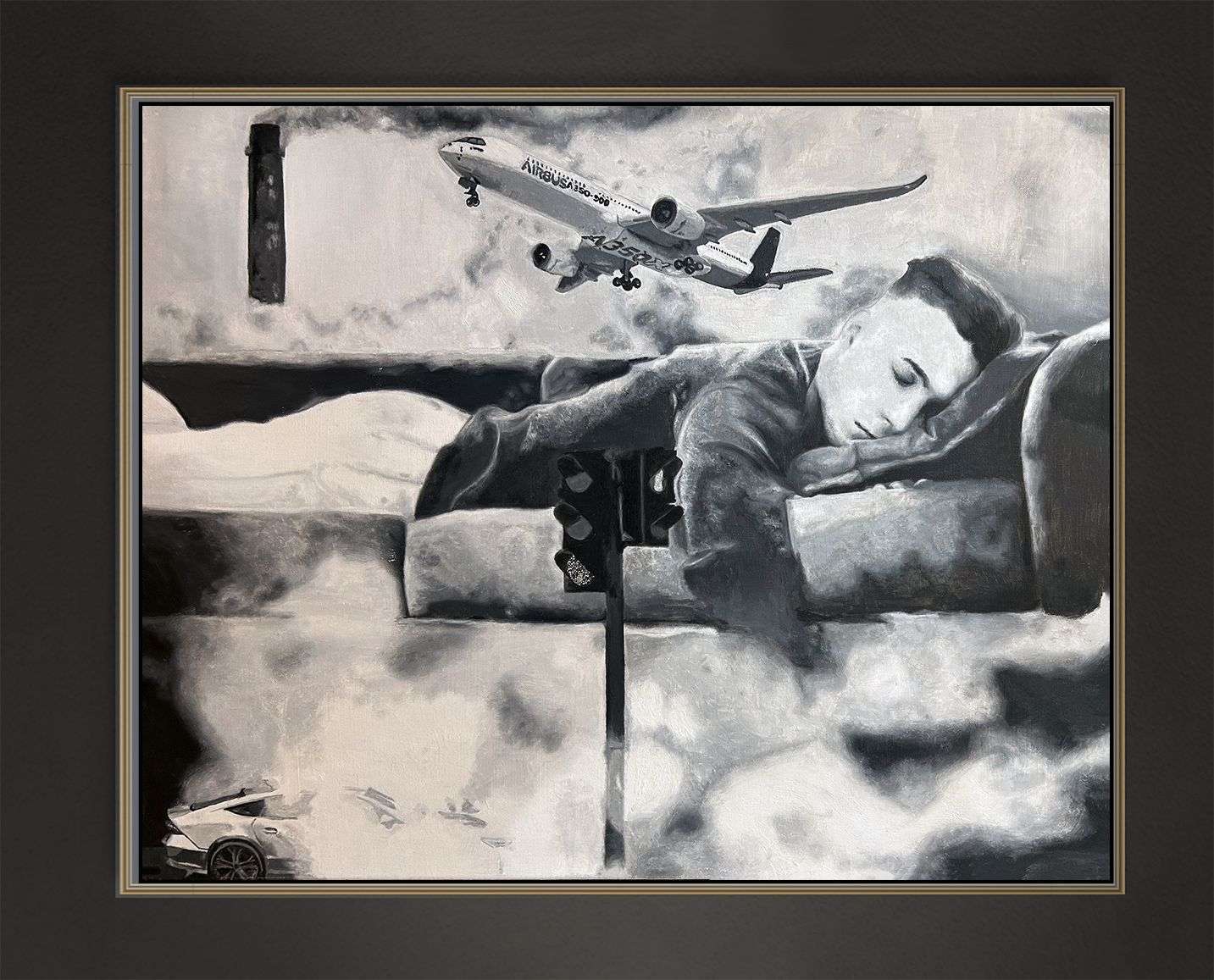 Morpheus stören, 80x100 cm, 2021, Öl auf Leinwand