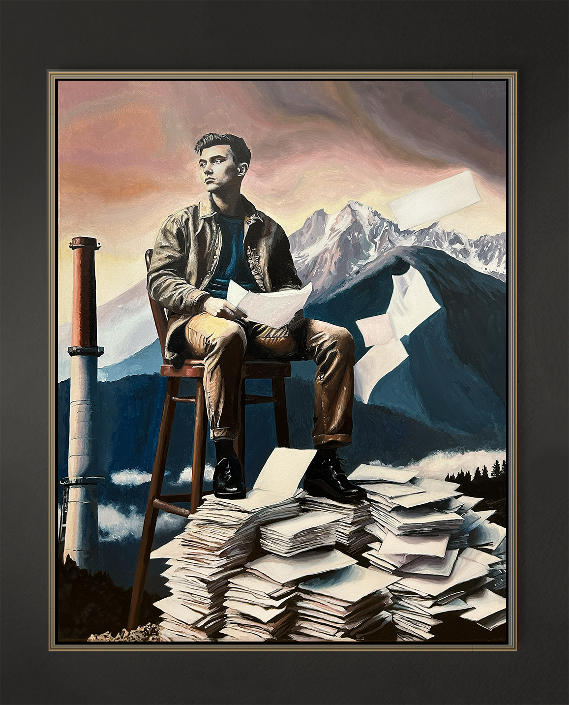 Der Briefbeschwerer, 100x80 cm, 2019-2025, Öl auf Leinwand