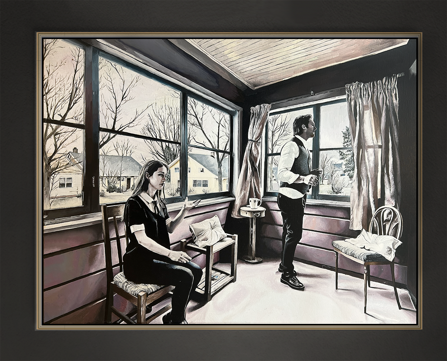 Ein Geräusch von hier und anderswo, 95x115 cm, 2025, Öl auf Leinwand