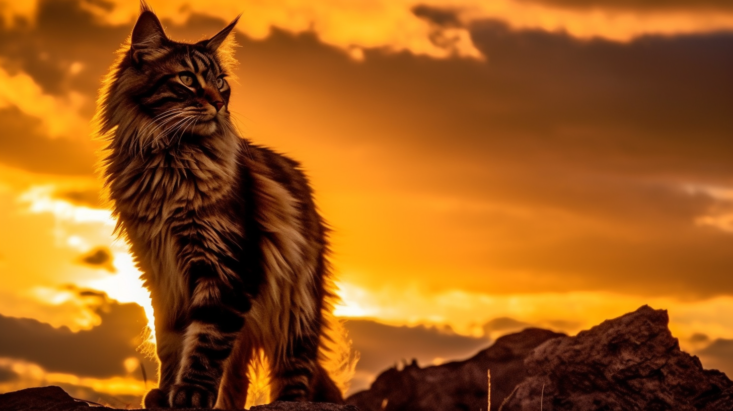 Horizon's King: Maine Coon at Sundown