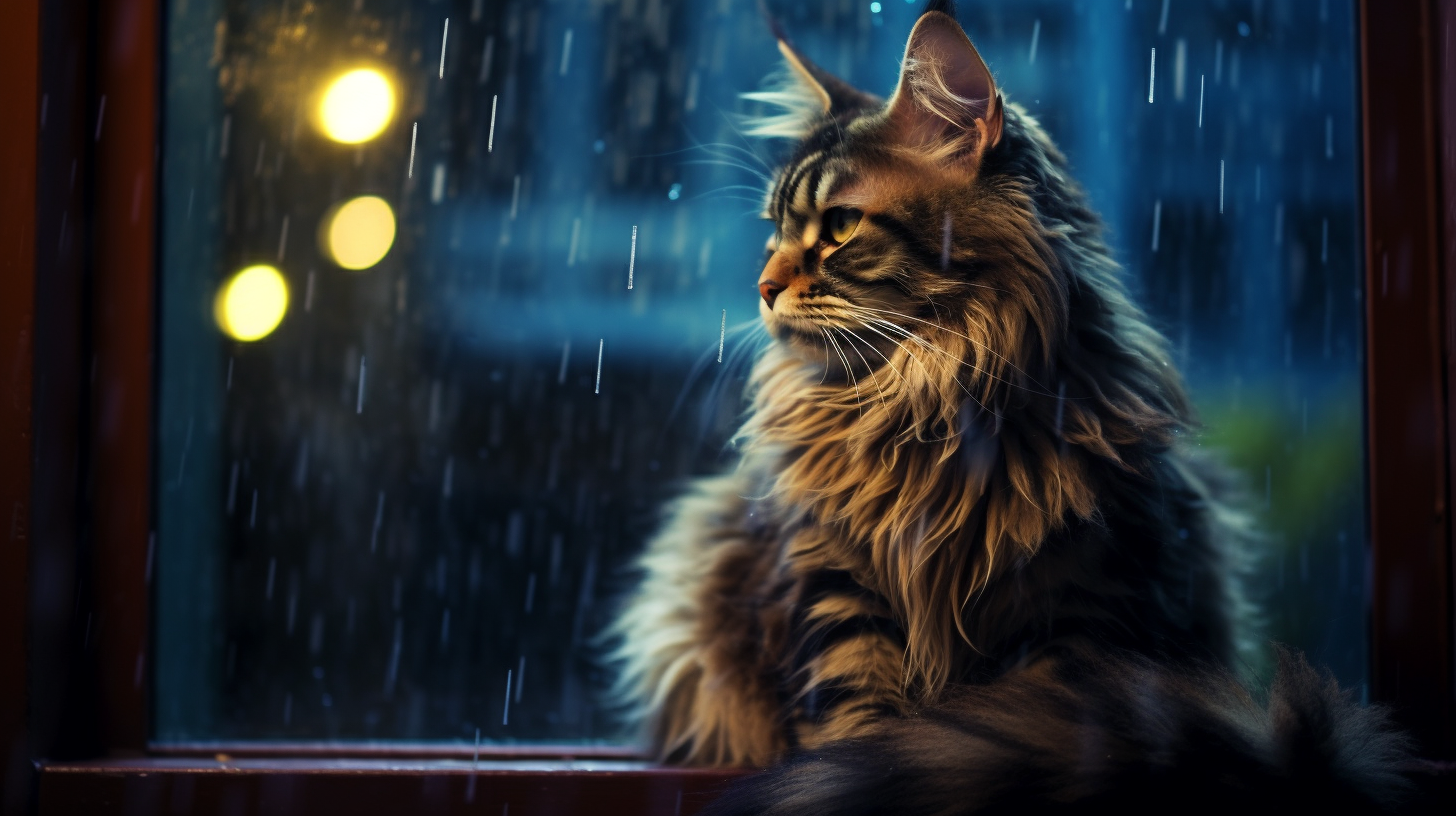 Whiskered Woe: Wet Urban Solitude