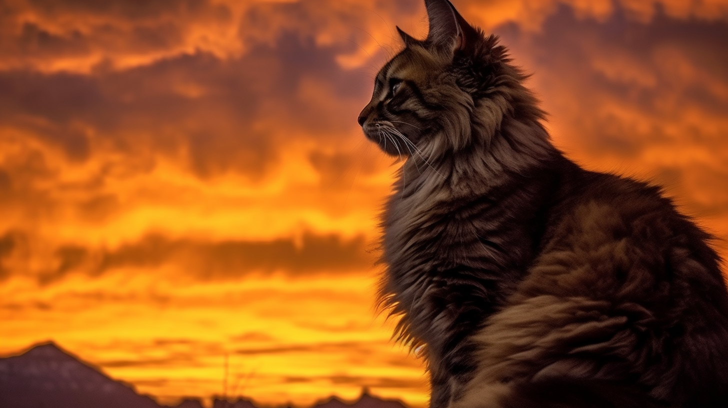 Golden Majesty: Maine Coon Silhouette