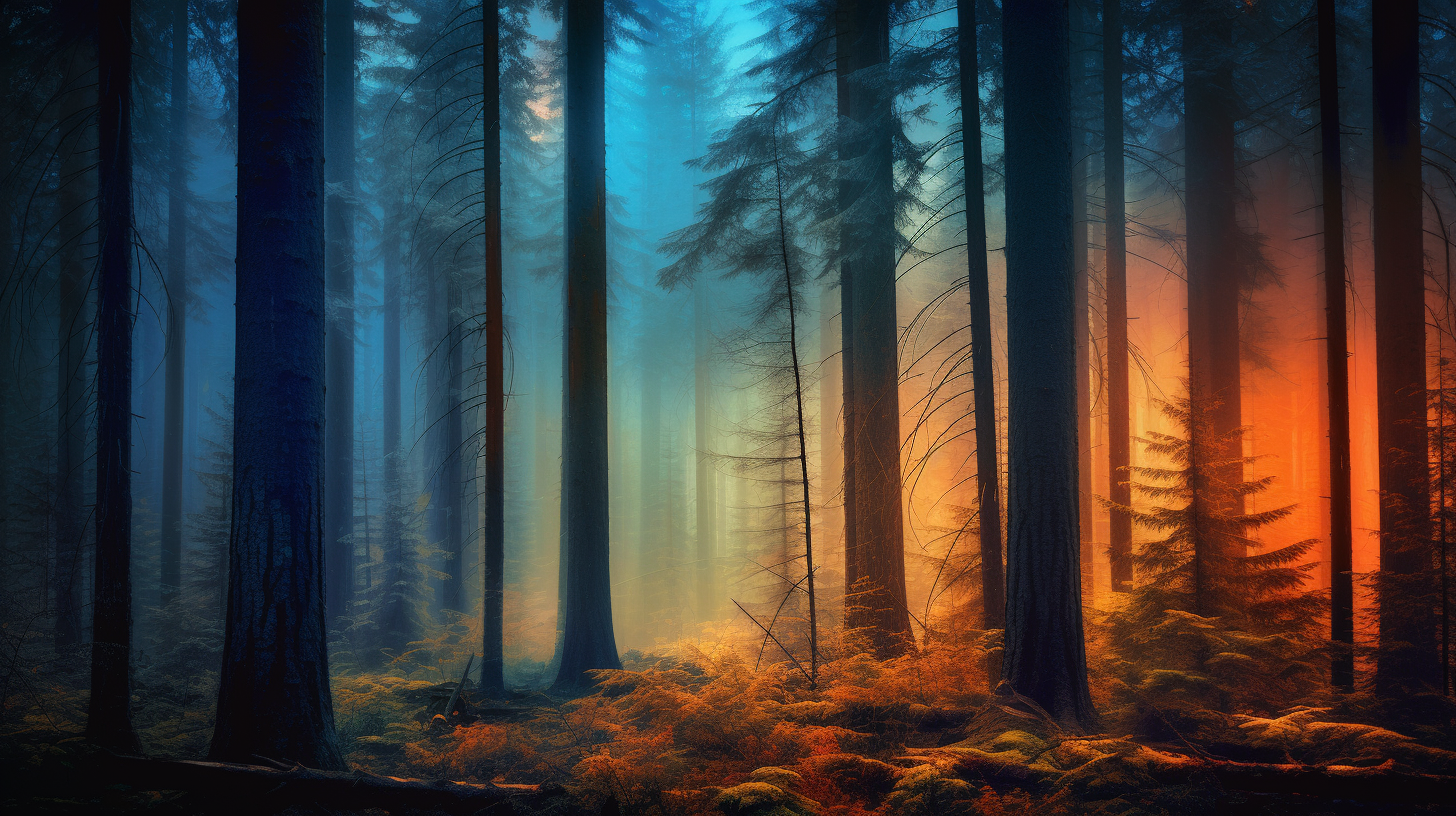 Golden Rays Amidst Ancient Trees