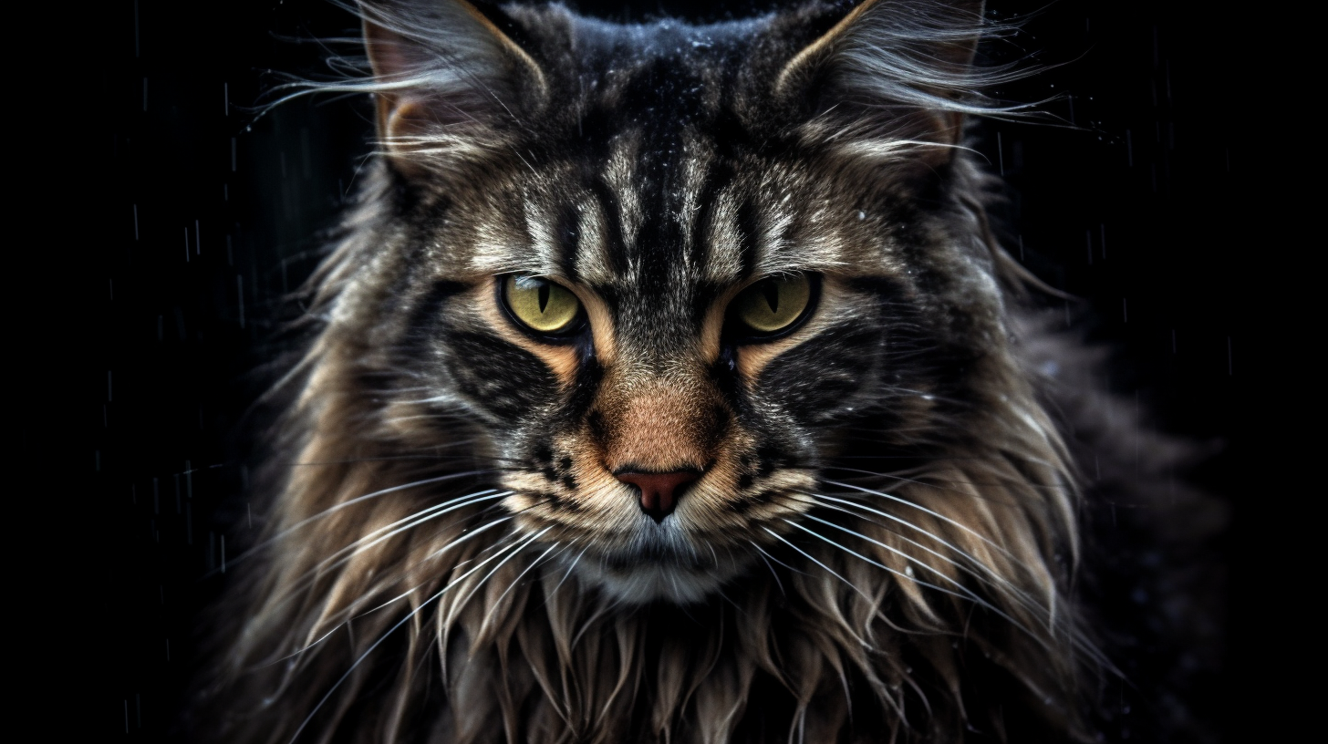 Maine Coon's gaze: mystery and allure.