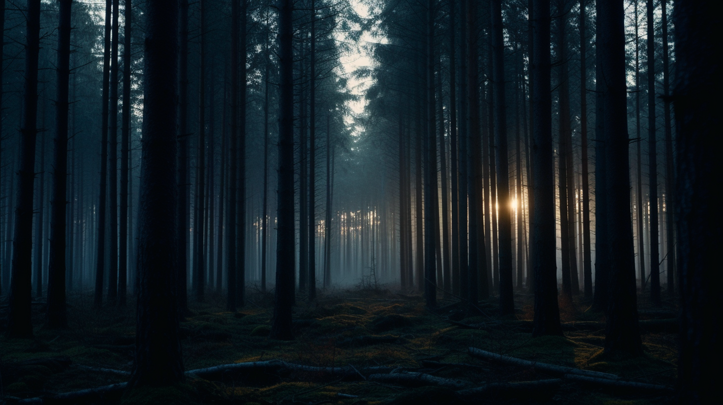 Haunting Hues: Forest Silhouettes