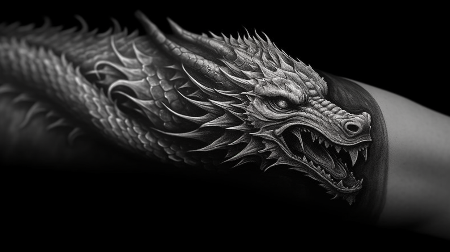 Black and Grey: Timeless Dragon Elegance.