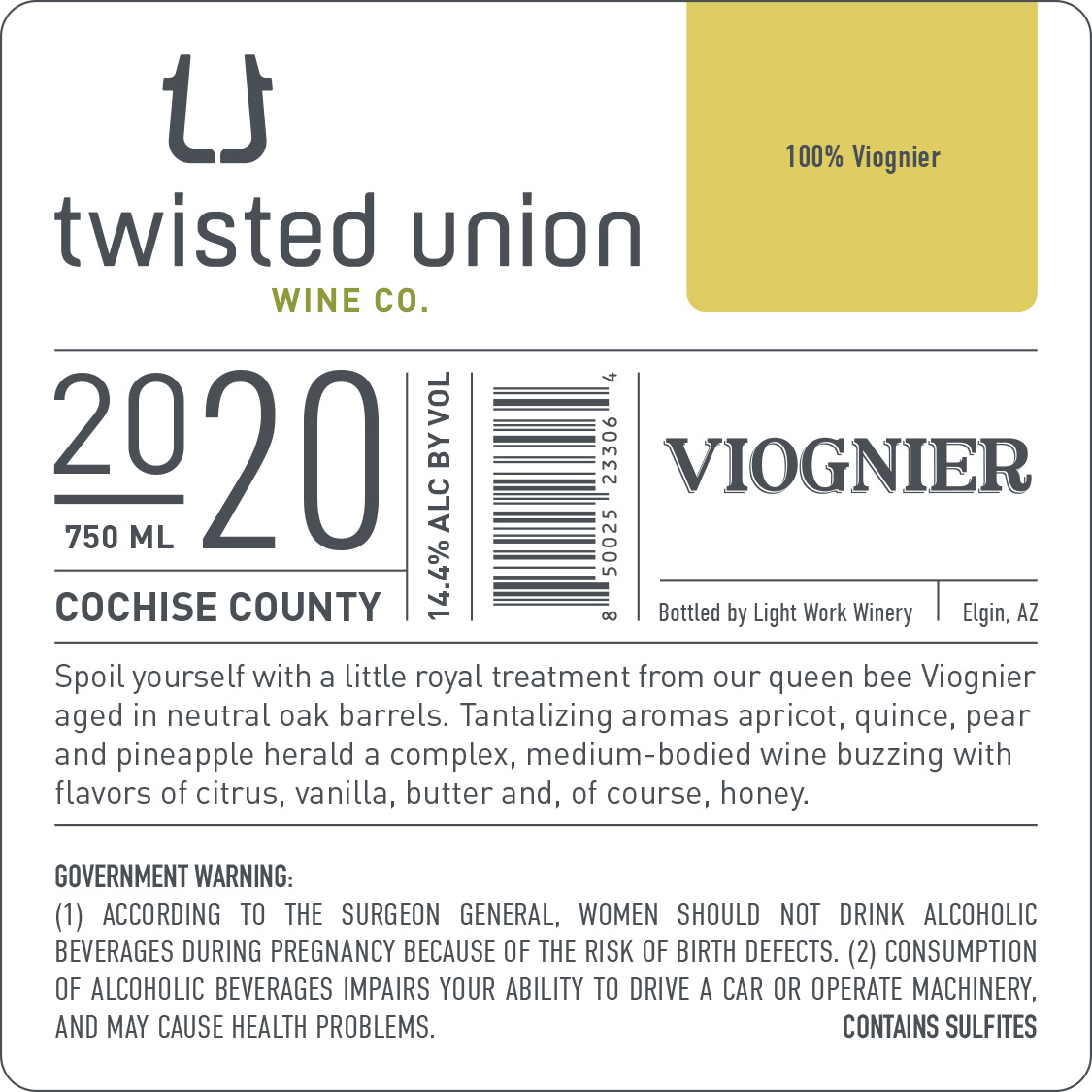 Single Varietal Viognier Label, Back